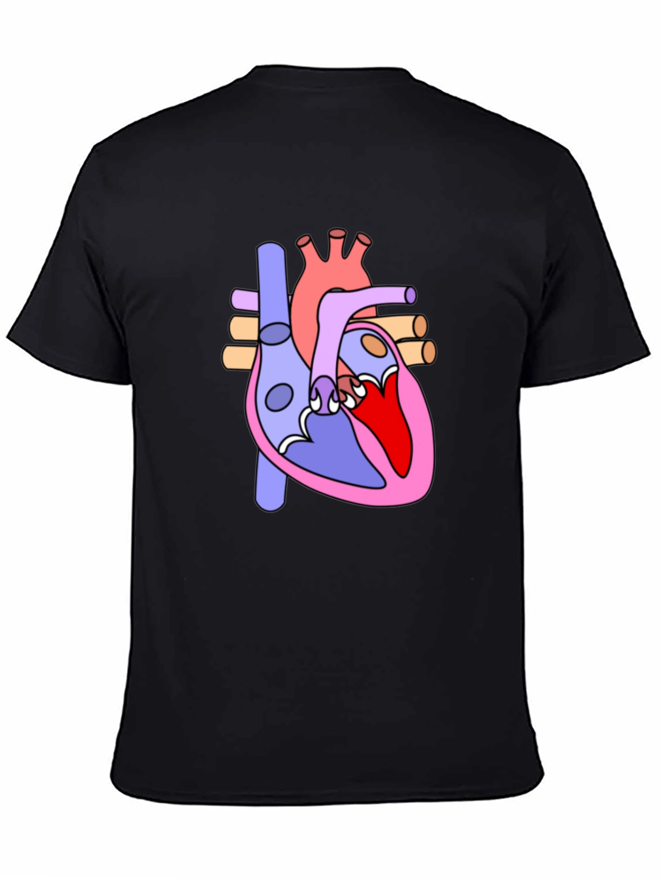Black Anatomical Heart Graphic Tee - Black Cotton Blend view 4