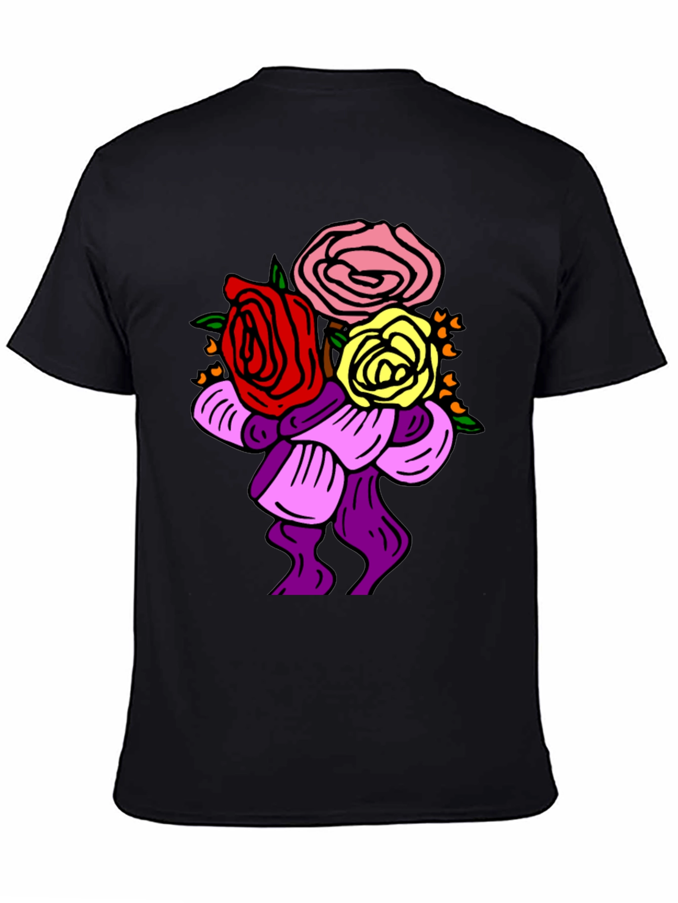 Black Floral Bouquet Graphic Tee view 4