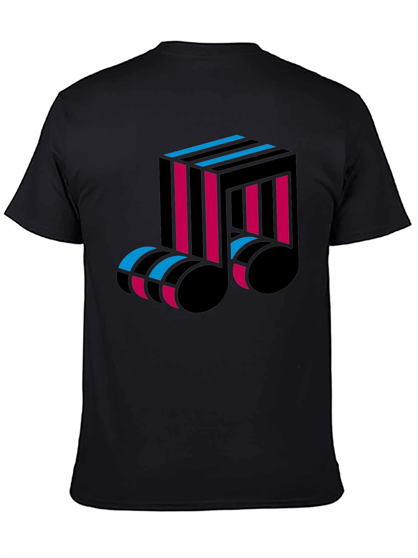 Black Abstract Music Note Graphic Tee - Black Cotton T-Shirt view 4