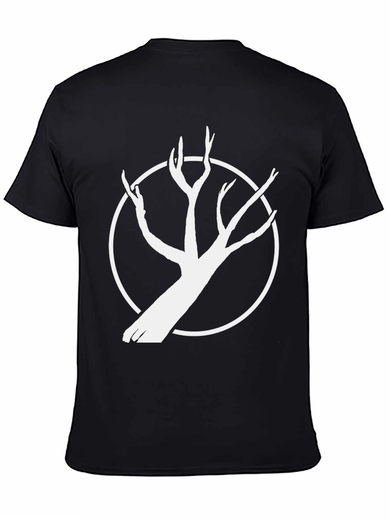 Black Black Tee with White Tree Circle Graphic view 4