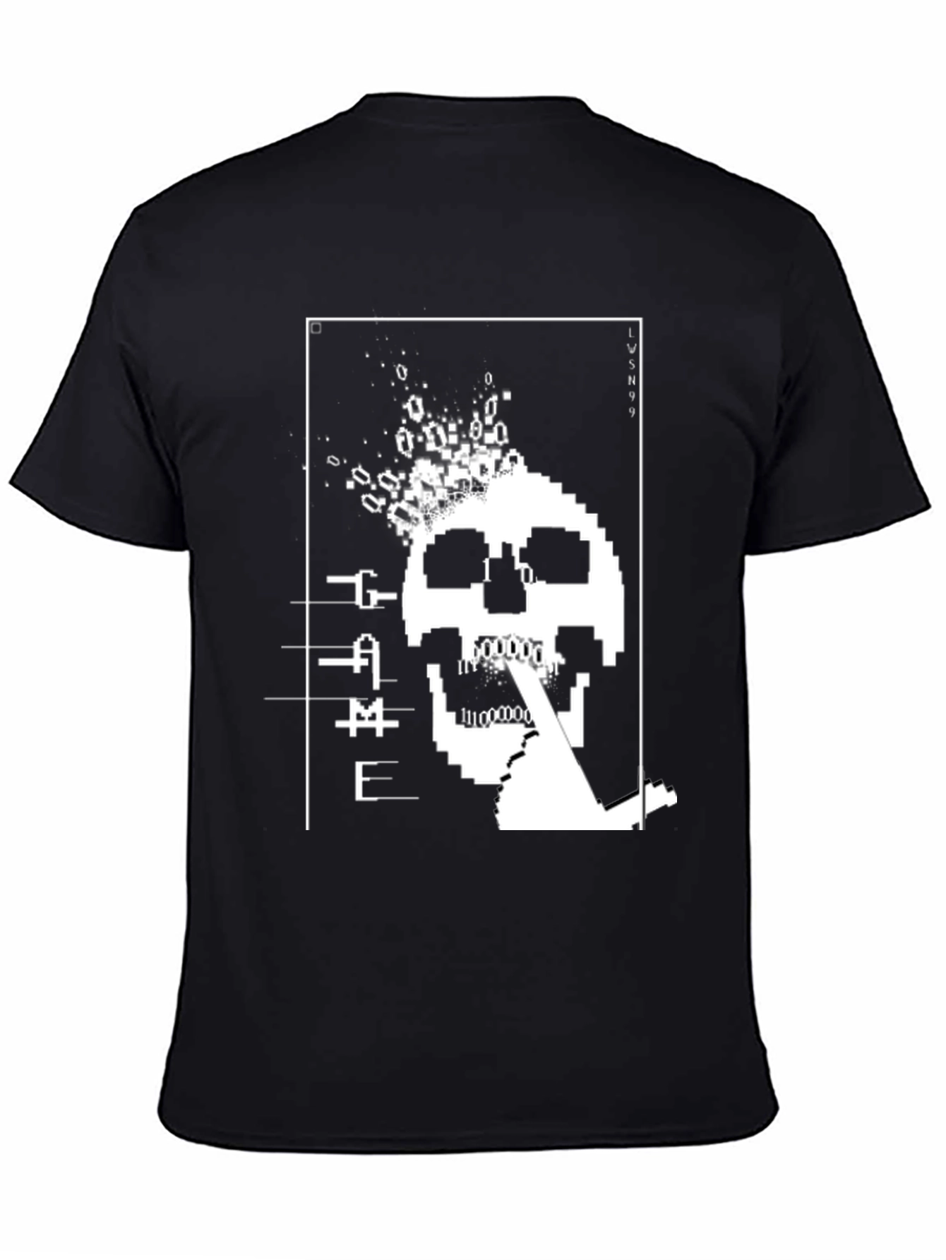 Black Pixel Skull 'GAME' Black T-Shirt view 4