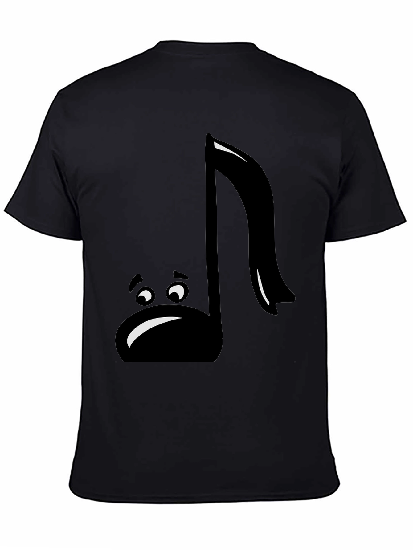Black Sad Music Note Graphic T-Shirt - Black Cotton Tee view 4