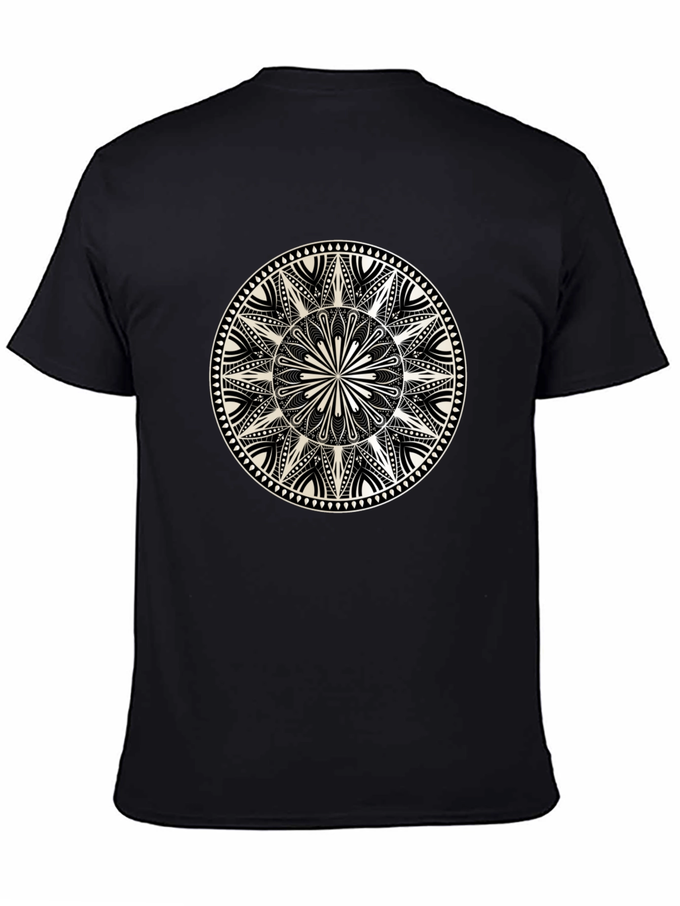 Black Geometric Mandala Graphic Tee - Black view 4