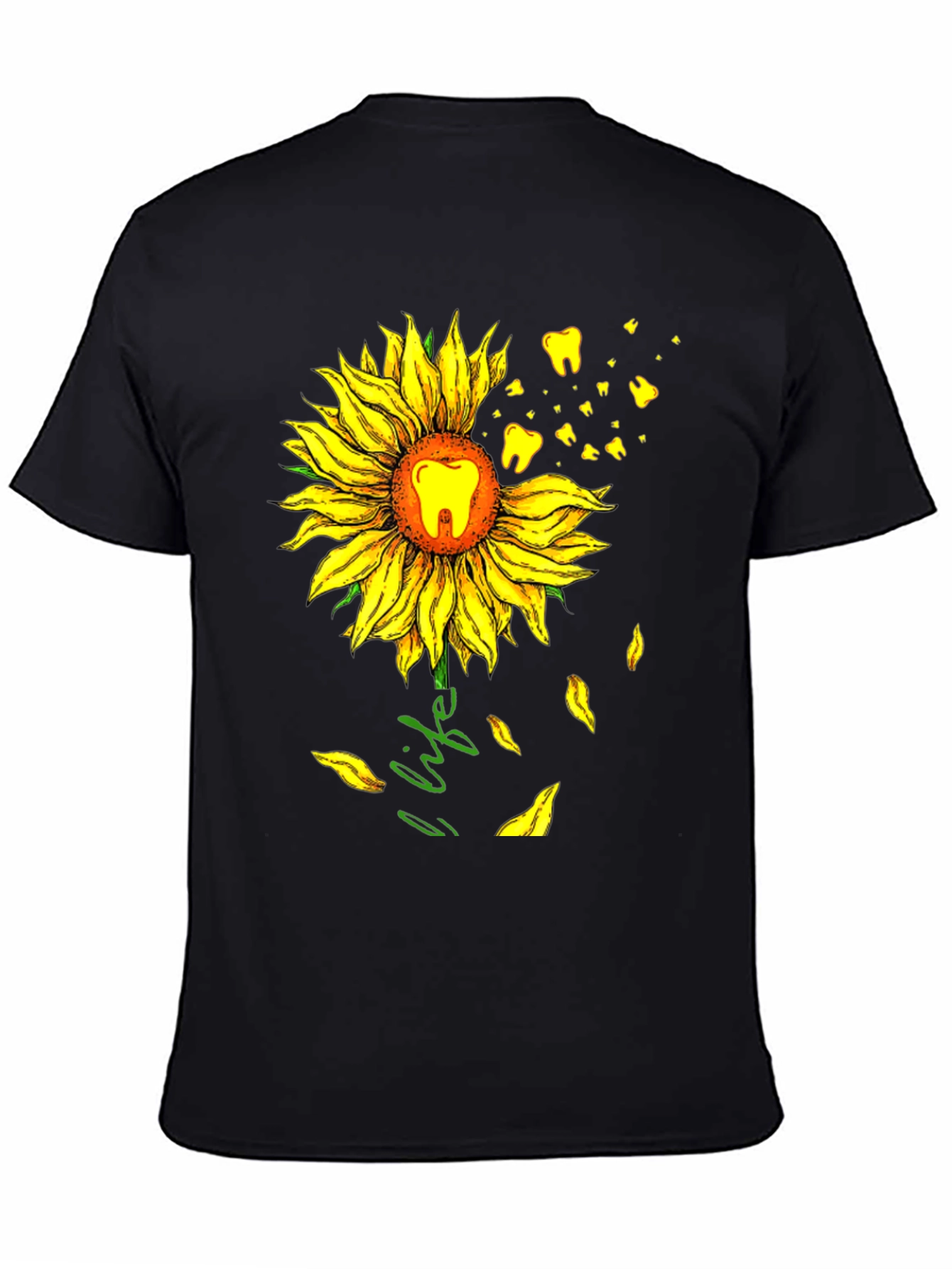 Black Dental Sunflower T-Shirt - Dentist Life Tee view 4