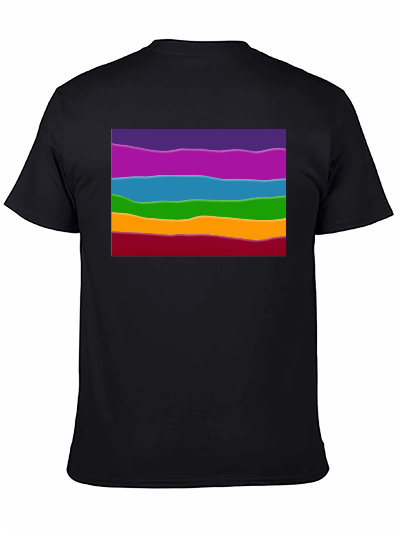 Black Rainbow Wave Graphic Black Tee - Casual Style view 4