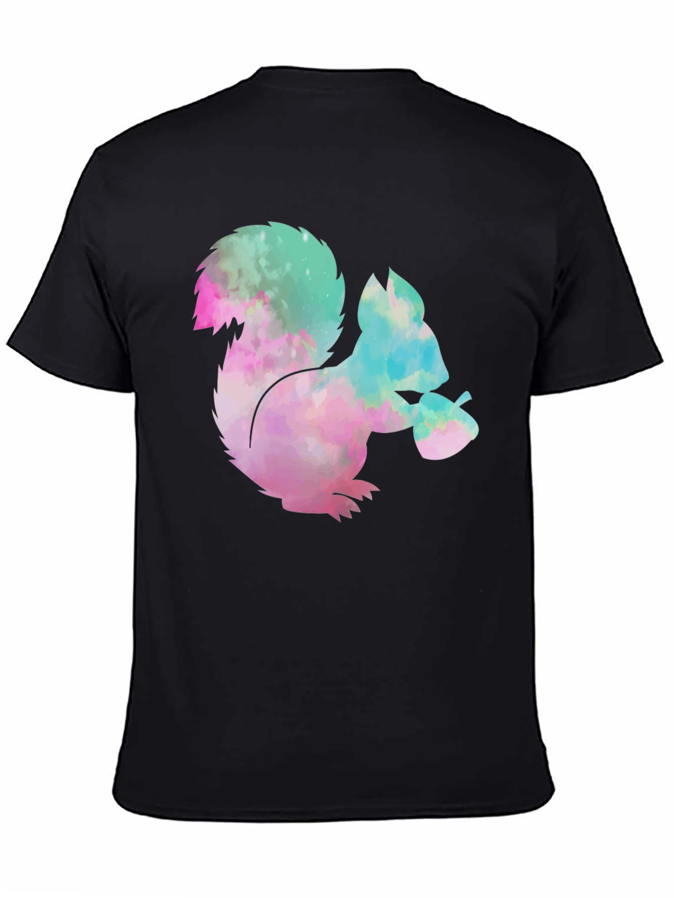 Black Squirrel Tie-Dye Graphic T-Shirt - Black Cotton Tee view 4