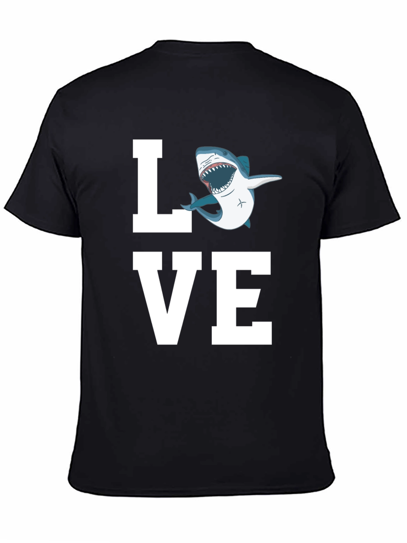 Black Love Shark T-Shirt - Great White Tee view 4