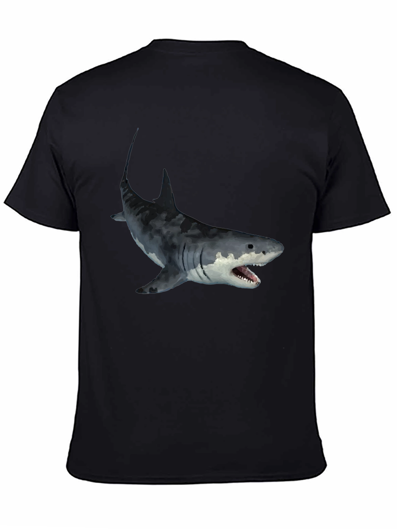 Black Men's Black Shark Graphic T-Shirt view 4