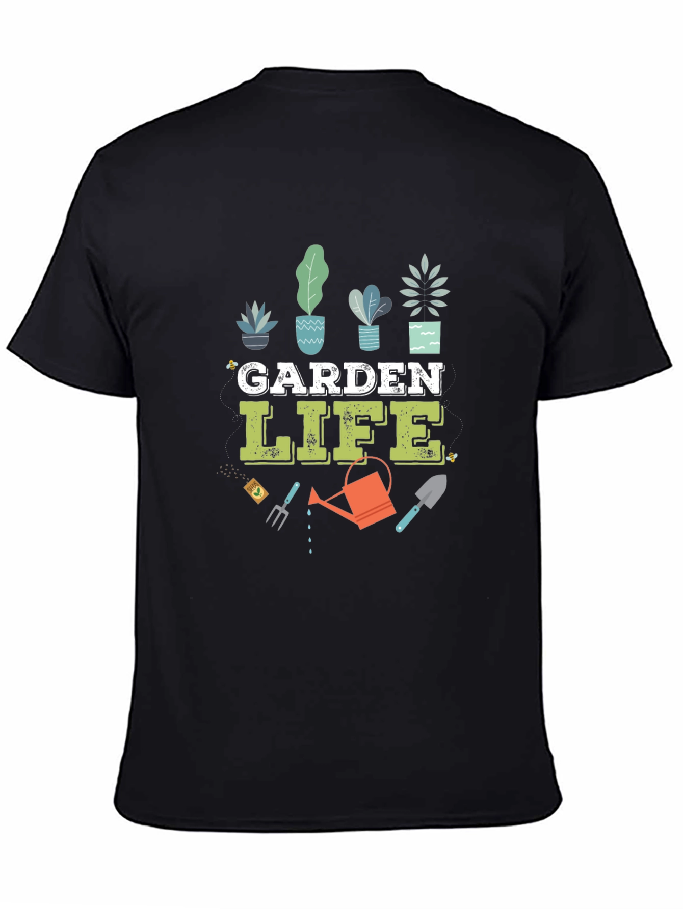 Black Garden Life Graphic T-Shirt - Black Cotton Blend Tee view 4