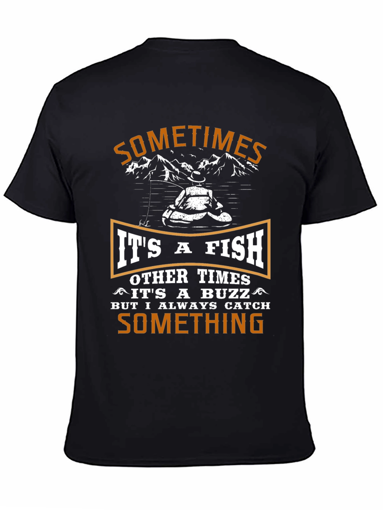 Black Fishing T-Shirt - Catch Something Humorous Tee view 4