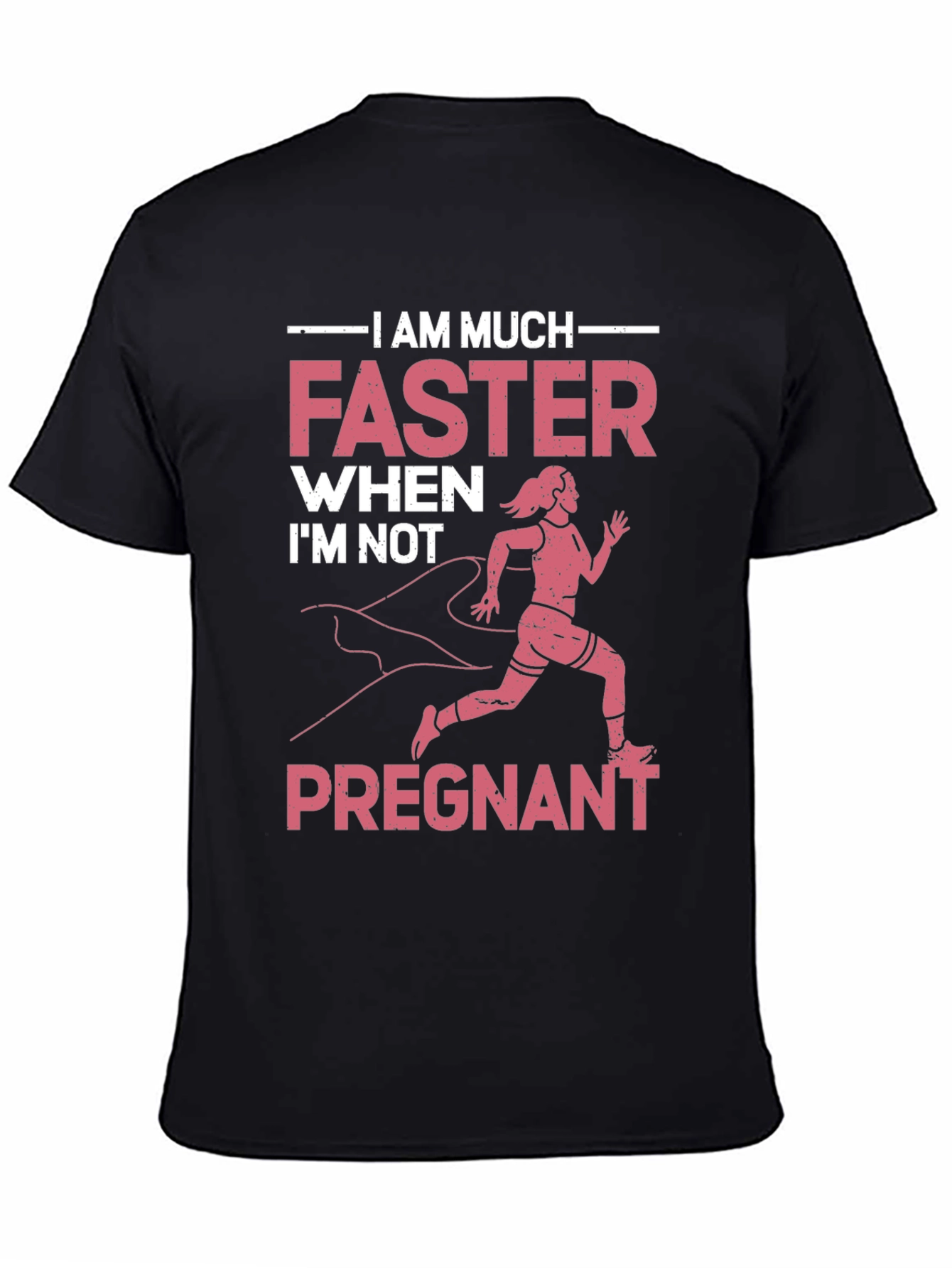 Black Funny Pregnancy Running T-Shirt view 4