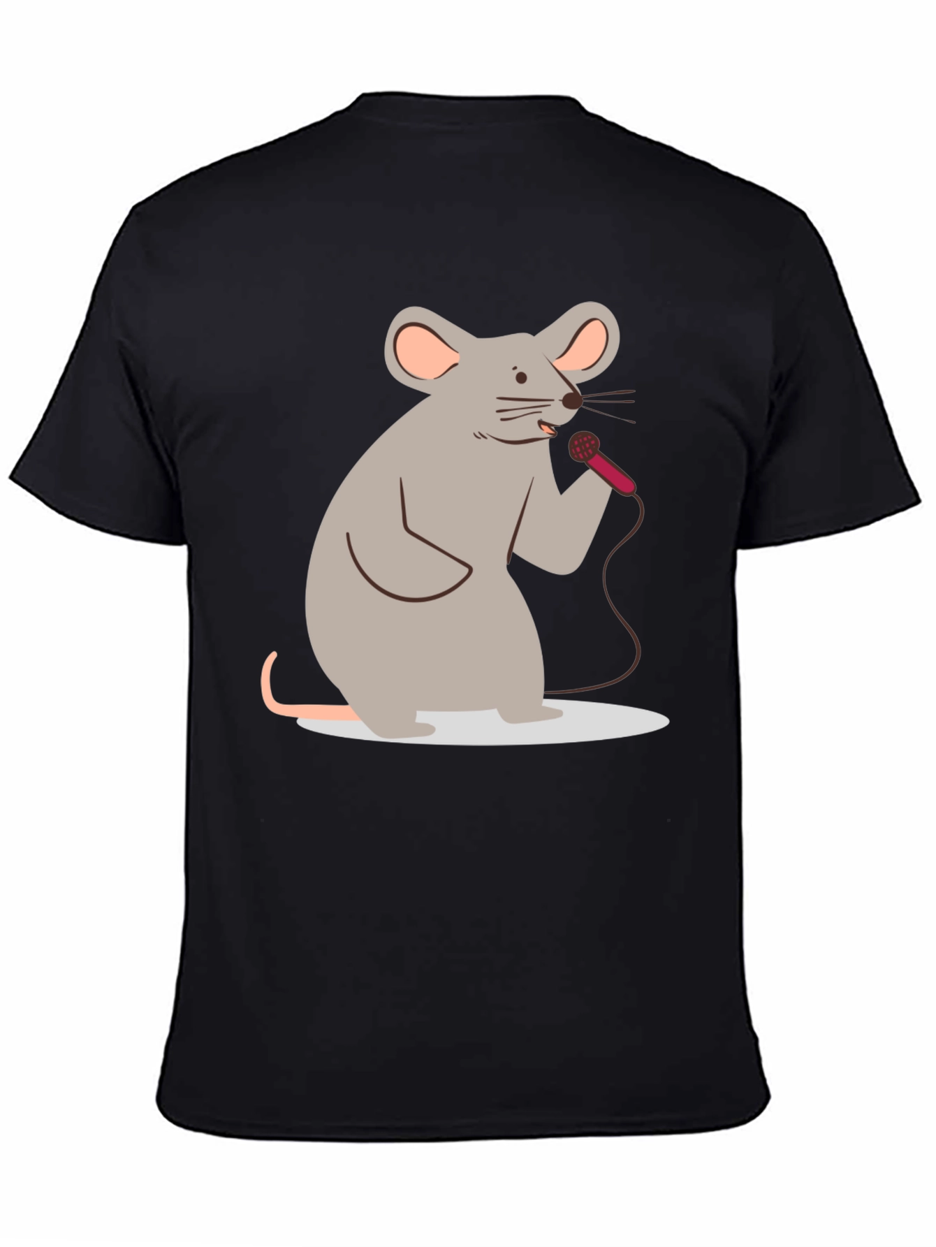 Black Singing Mouse Graphic T-Shirt - Black Cotton Tee view 4