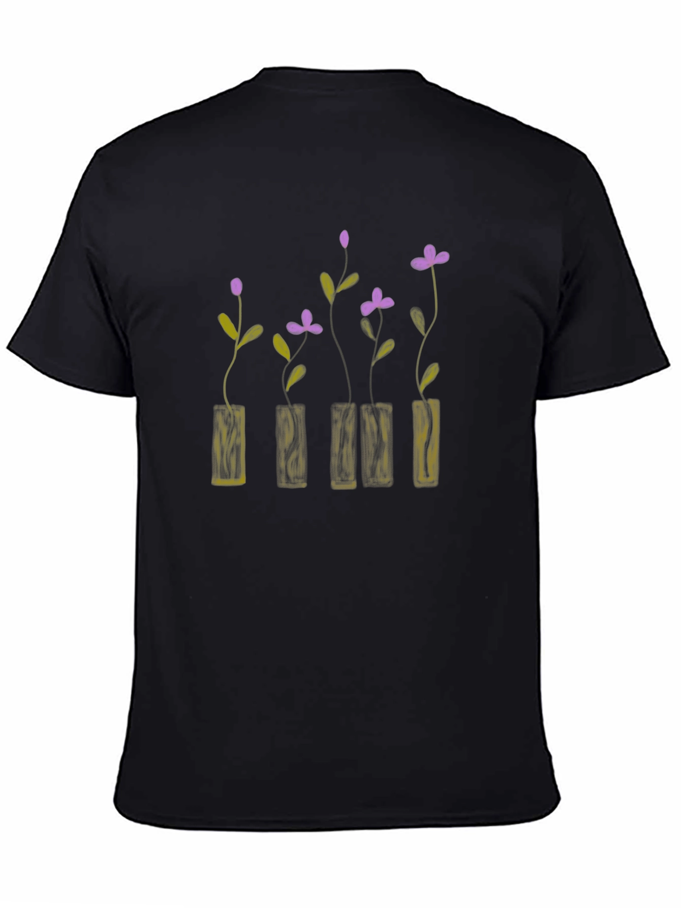 Black Floral Vase Graphic T-Shirt - Stylish & Unique Design view 4