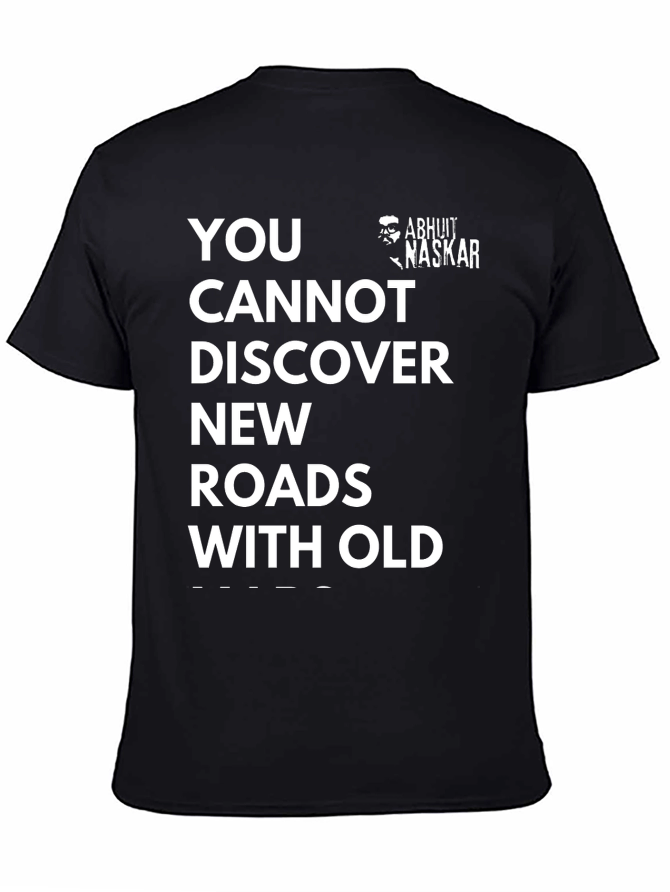 Black Motivational T-Shirt - Discover New Roads view 4