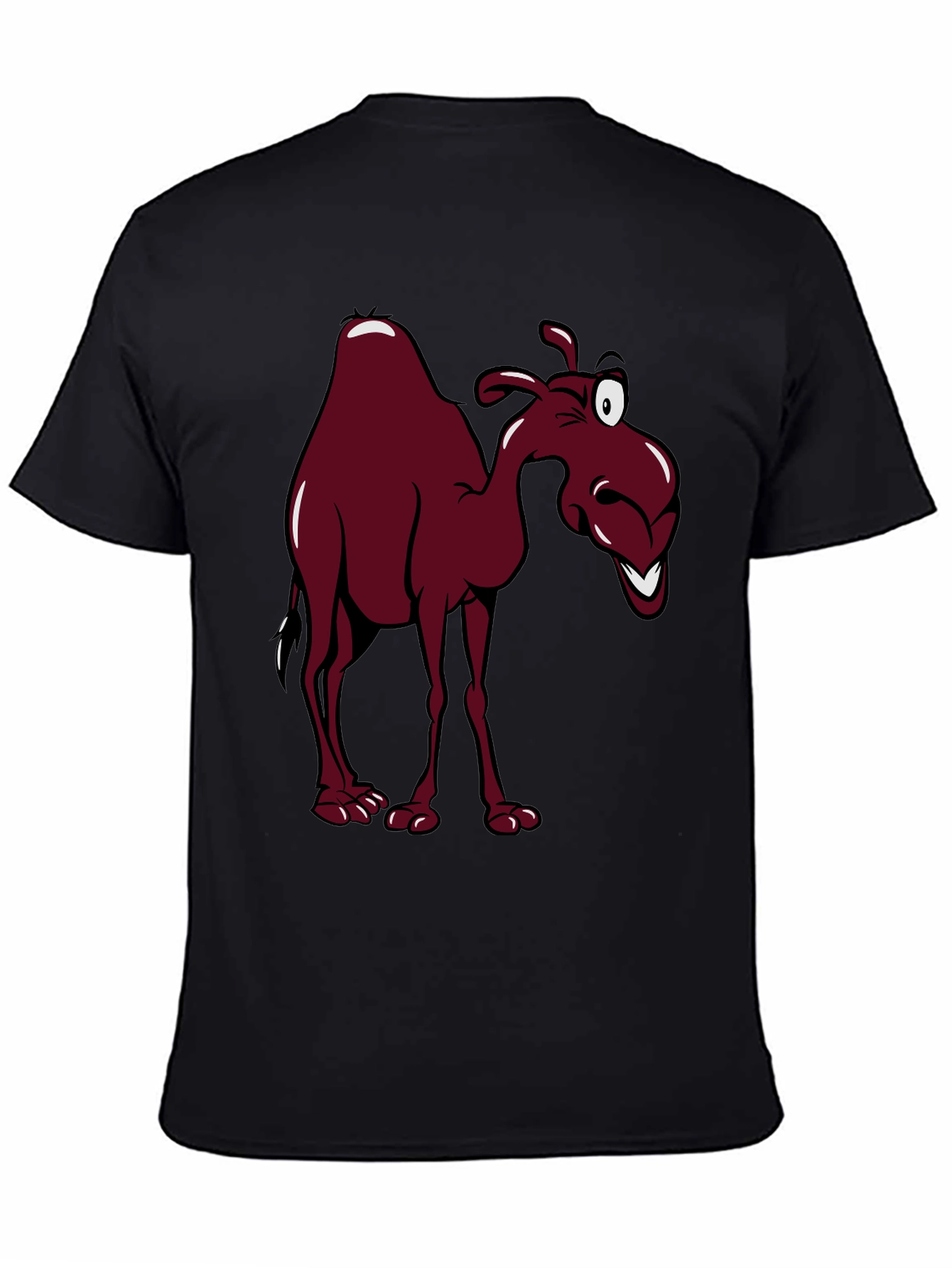 Black Cartoon Camel Graphic Tee - Black Unisex T-Shirt view 4