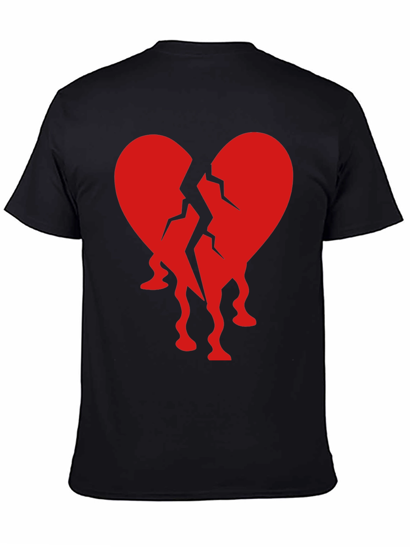 Black Broken Heart Graphic Tee - Black Crew Neck T-Shirt view 4