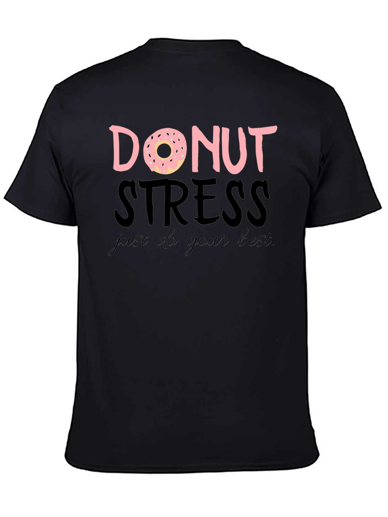 Black Donut Stress Funny Graphic Tee view 4