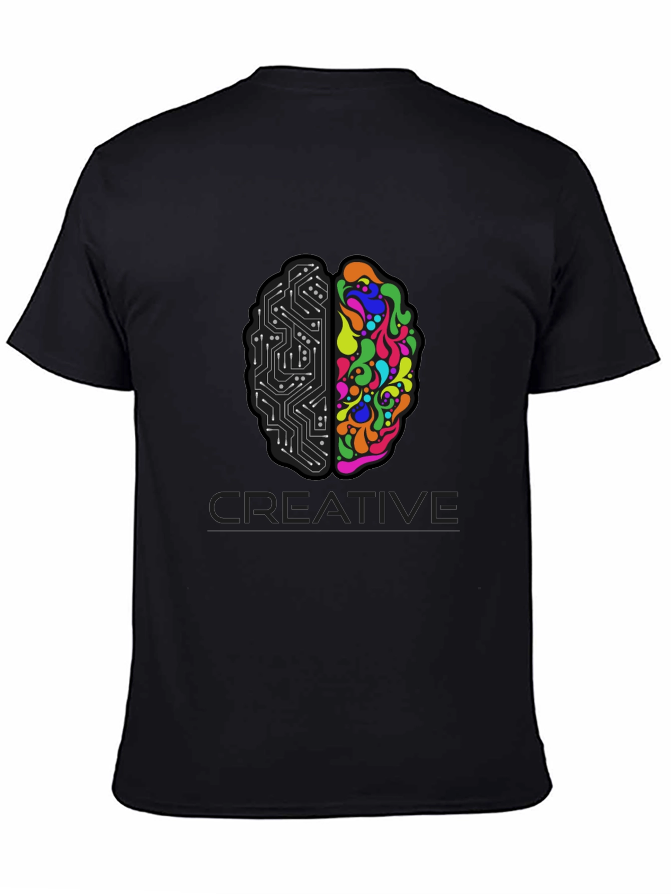 Black Creative Brain T-Shirt - Left & Right Brain Design view 4