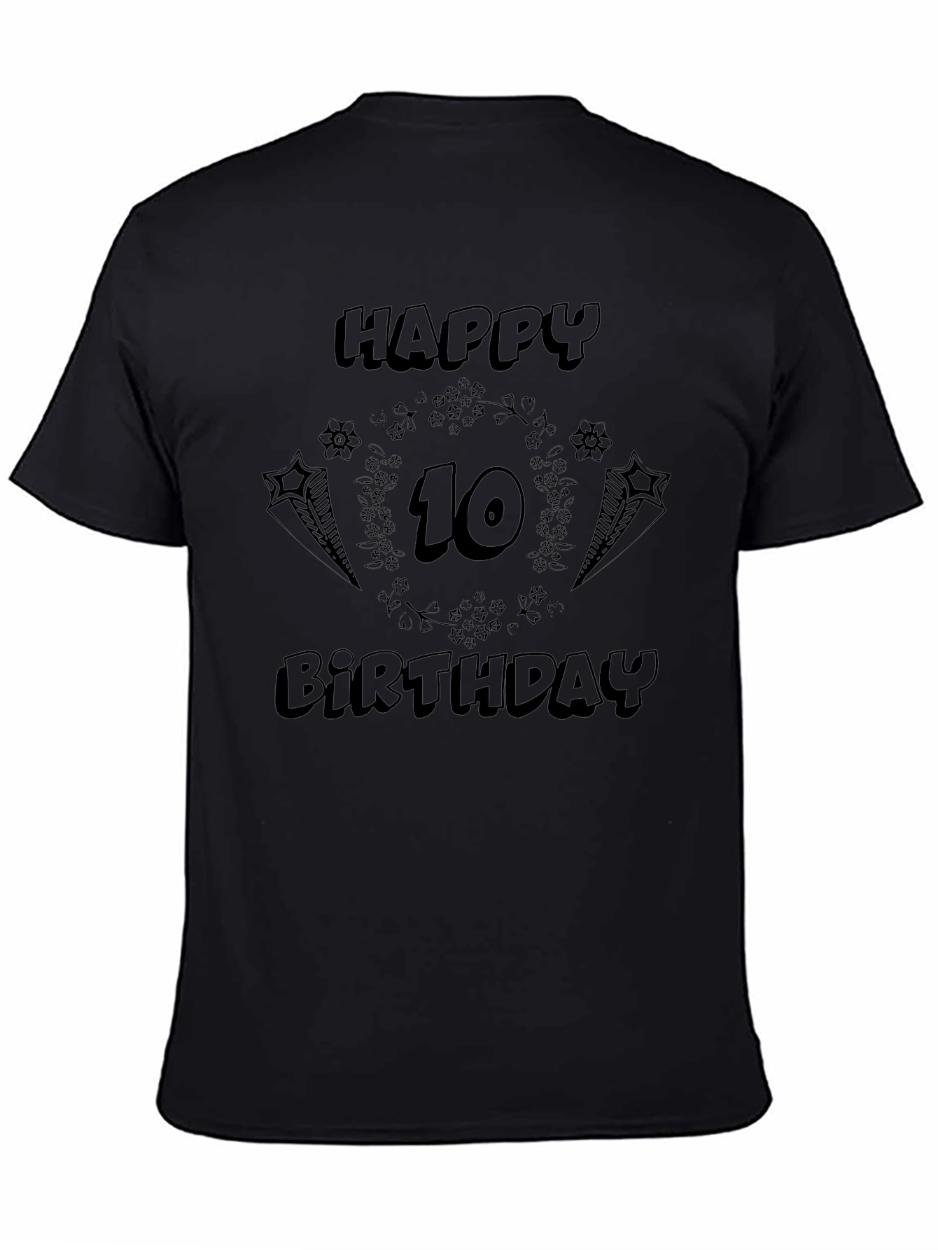 Black Happy 10th Birthday Black T-Shirt view 4