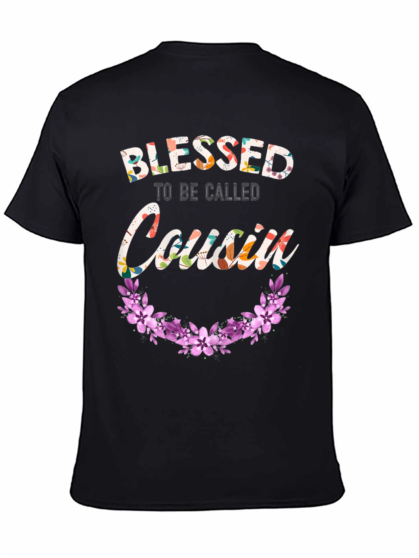 Black Blessed to be Called Cousin Floral T-Shirt view 4