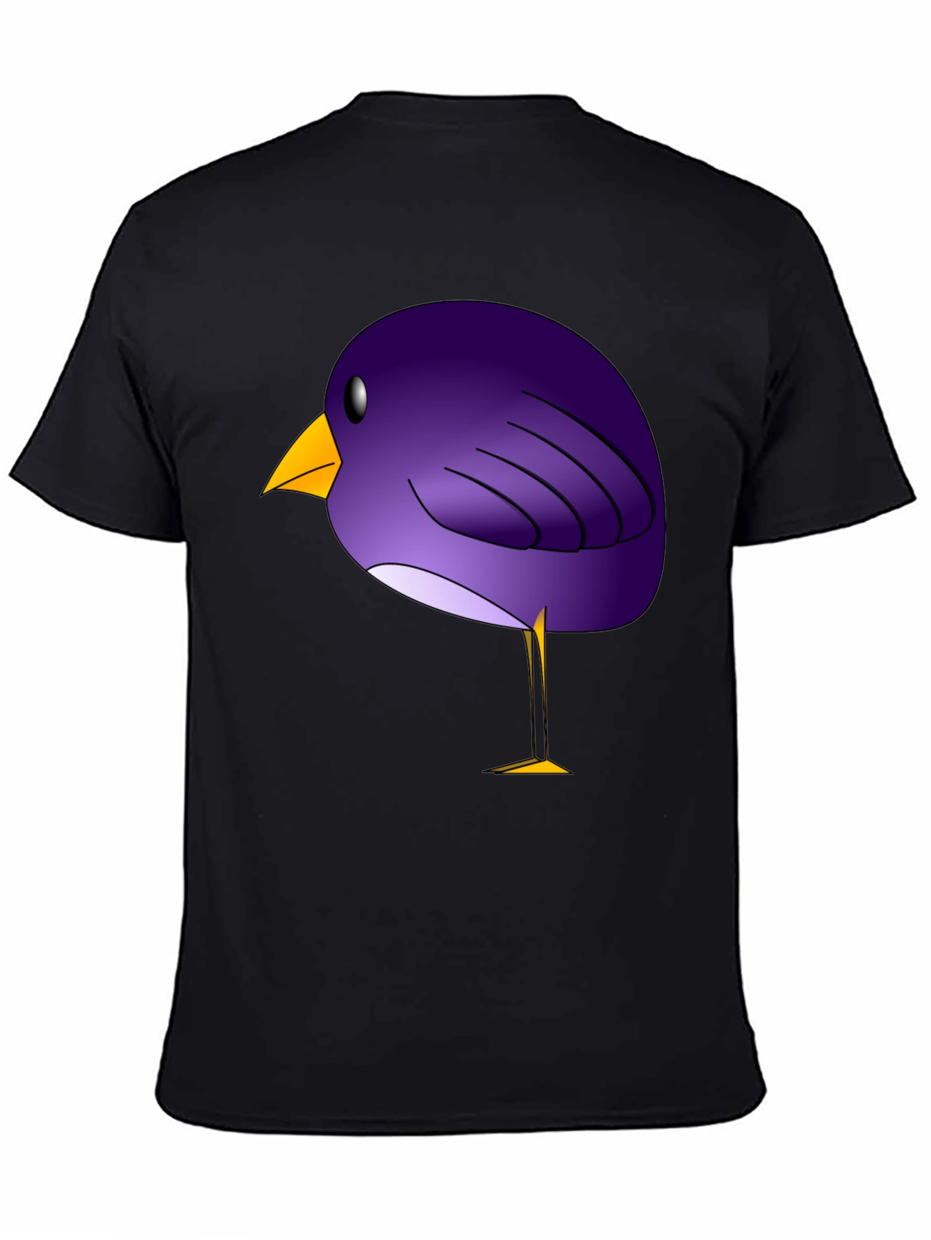 Black Whimsical Purple Bird Graphic T-Shirt view 4