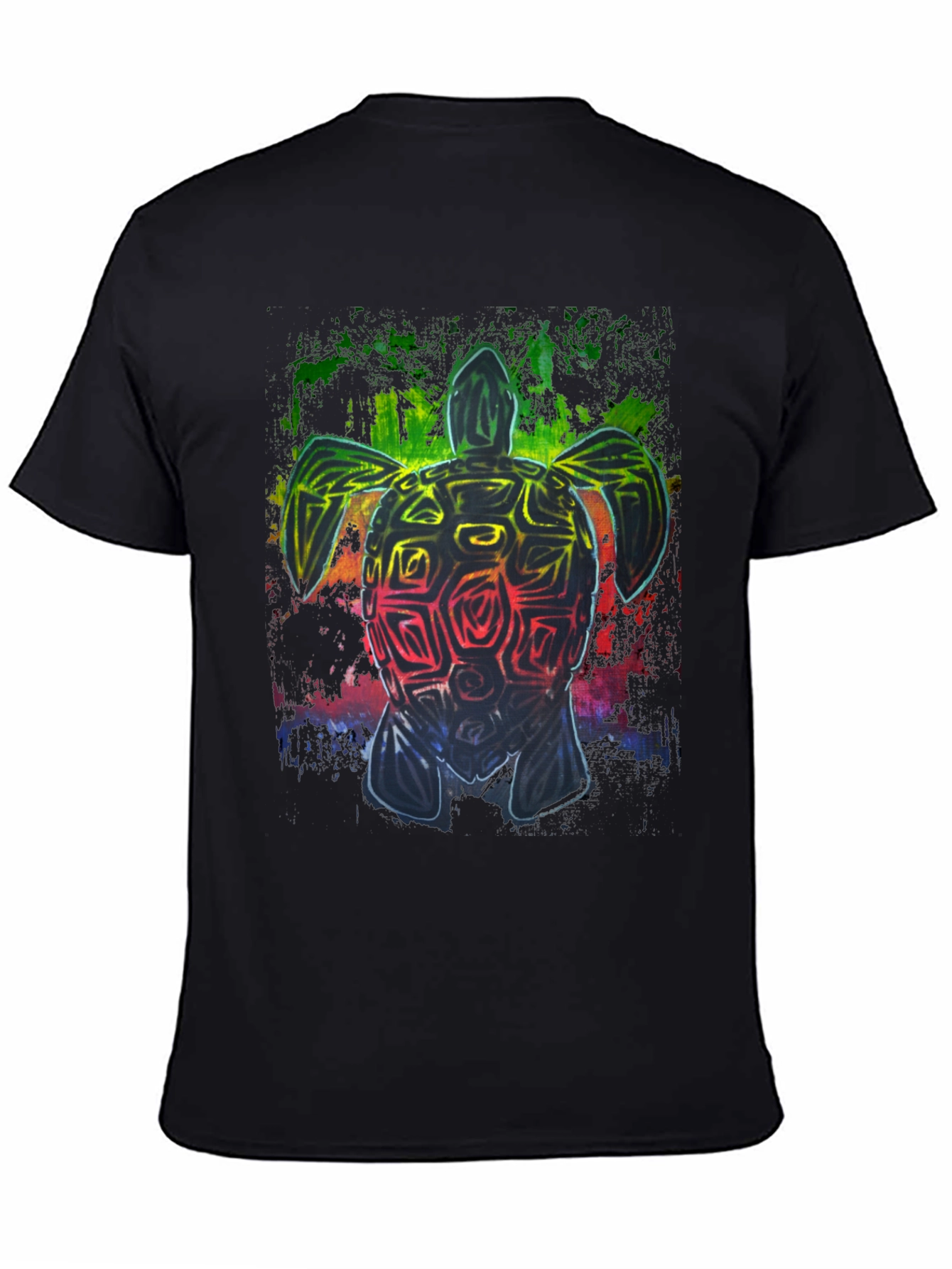 Black Rainbow Turtle Graphic Black T-Shirt view 4