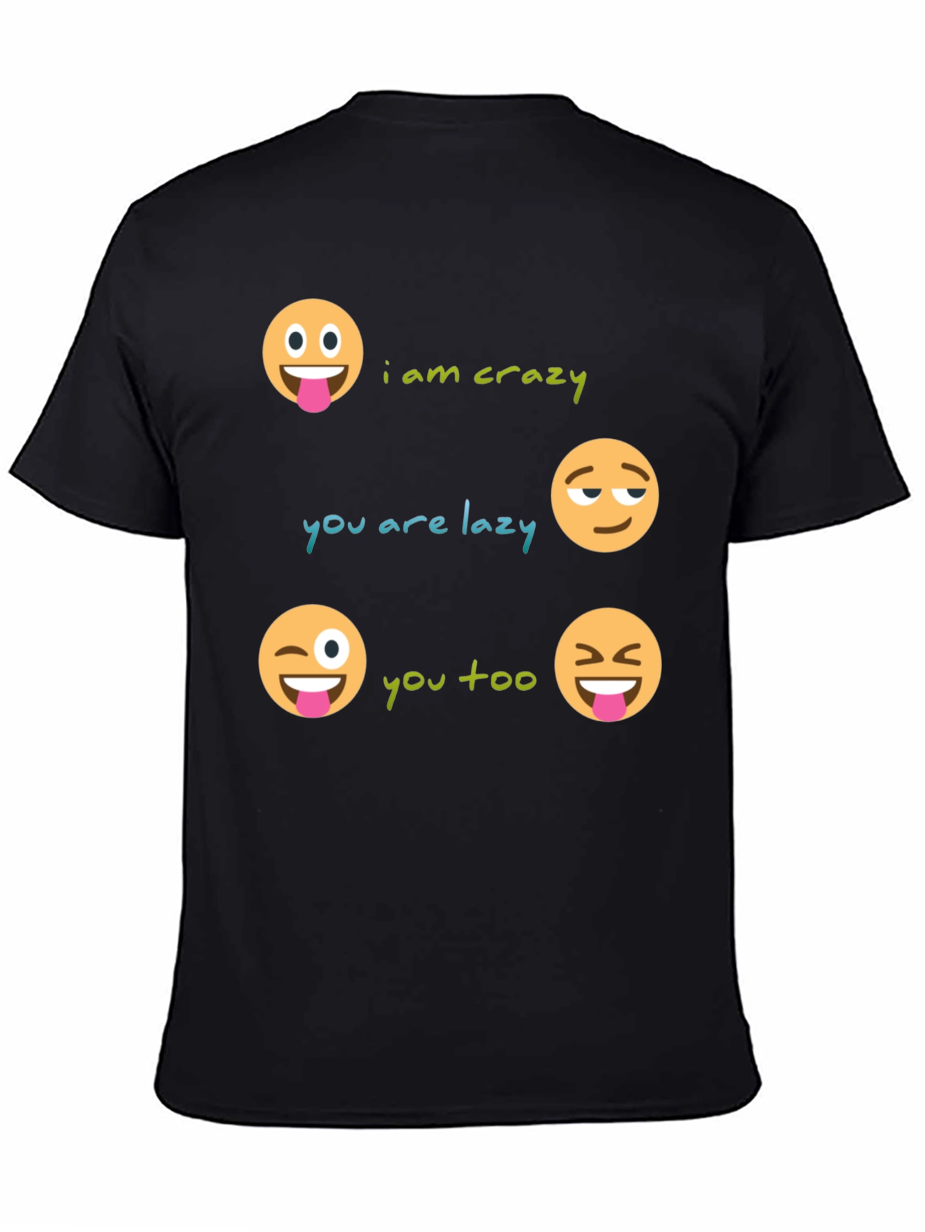 Black Crazy Lazy Emoji Graphic Tee - Unisex view 4