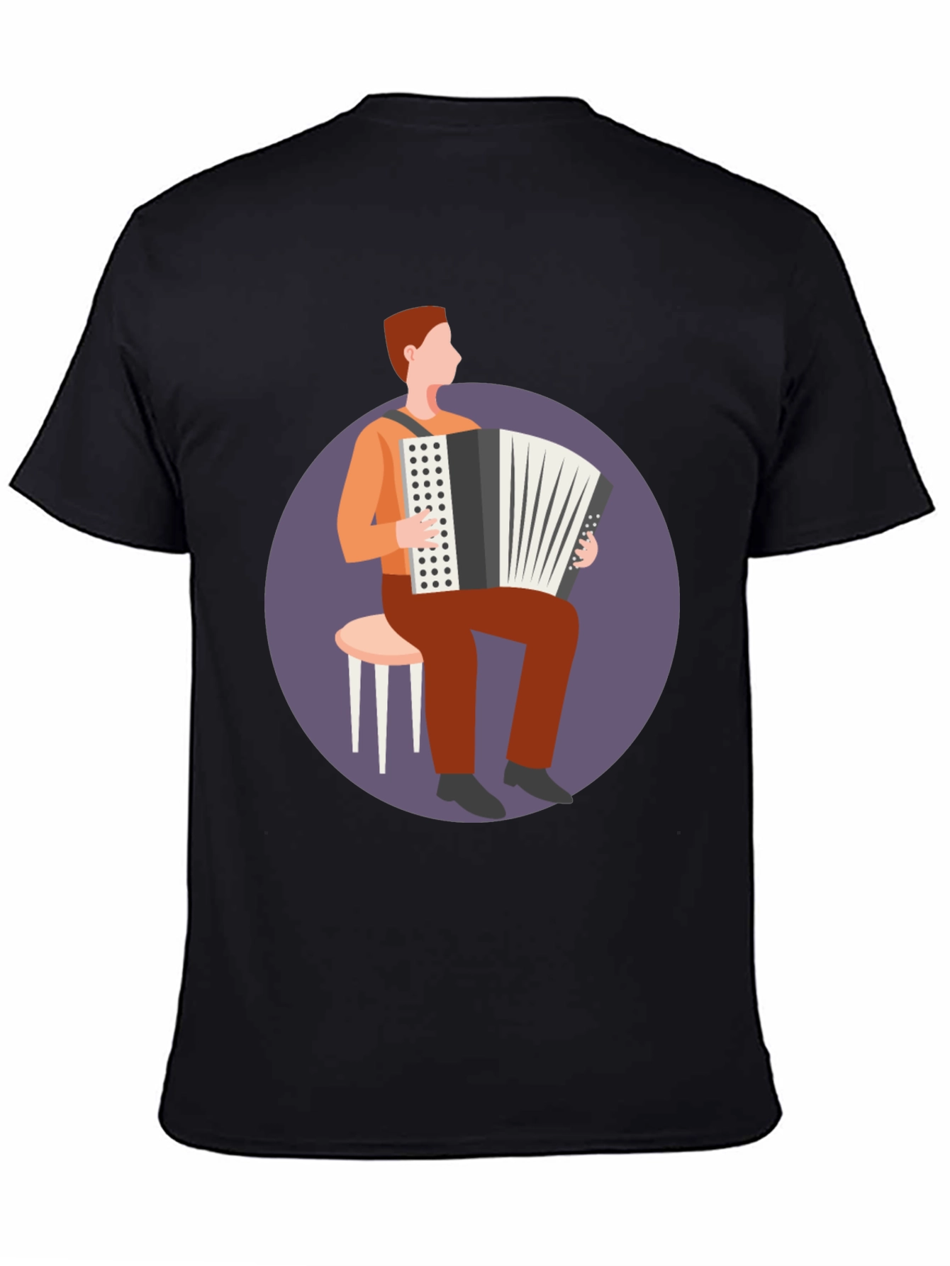 Black Accordion Player Graphic Tee - Musician T-Shirt view 4
