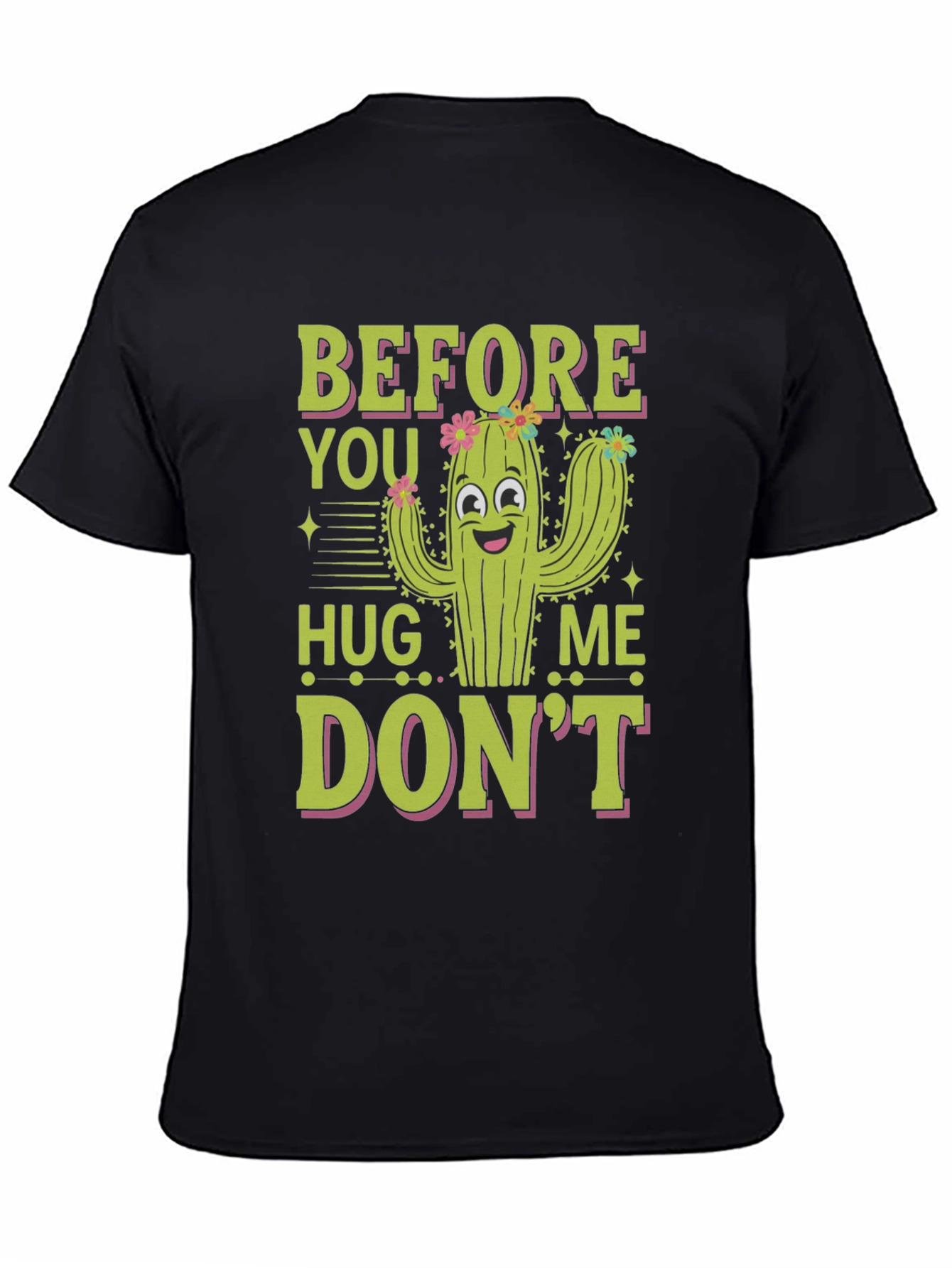 Black Funny Cactus Graphic T-Shirt view 4