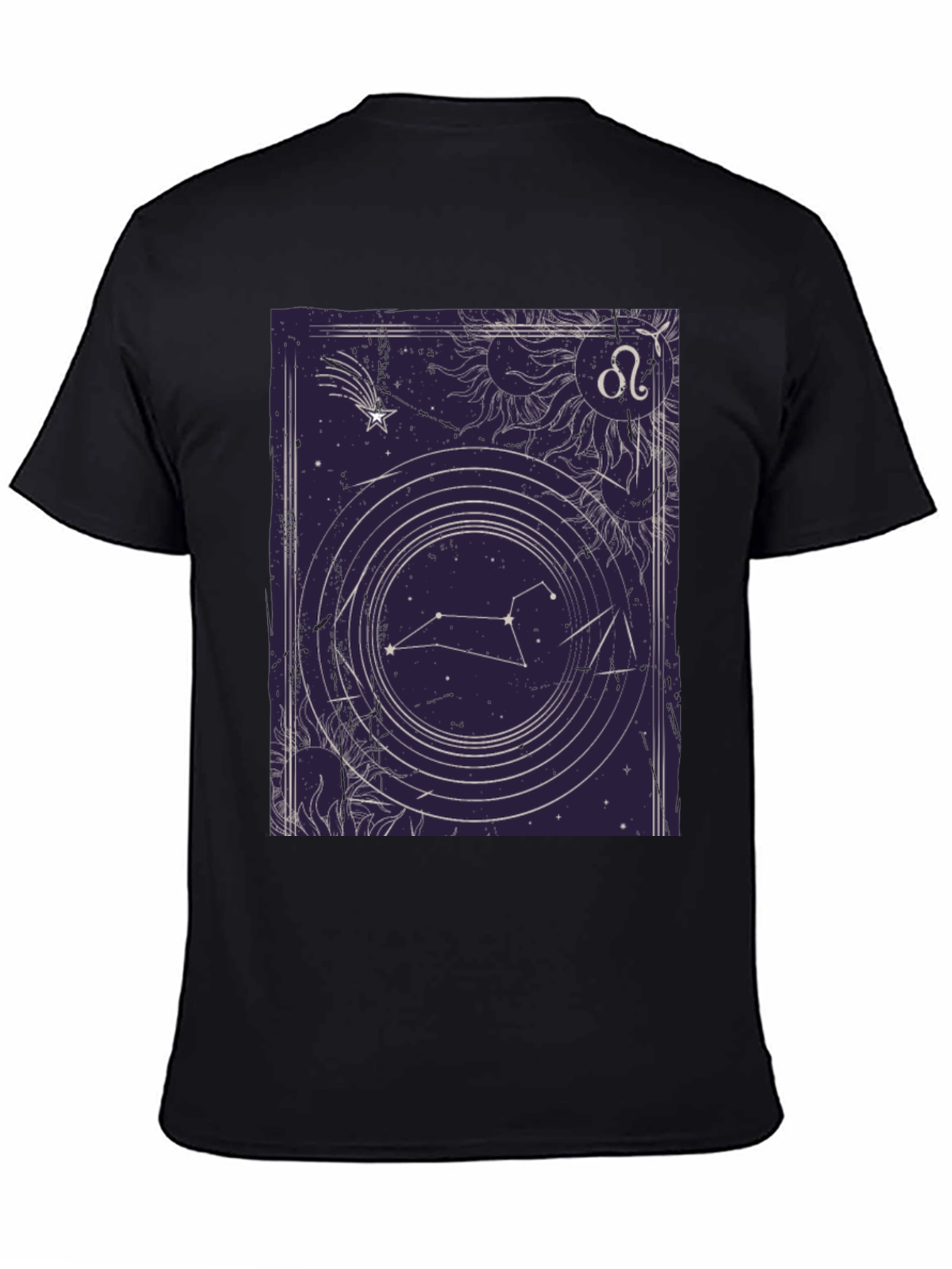 Black Leo Zodiac Graphic Tee - Celestial Constellation T-Shirt view 4