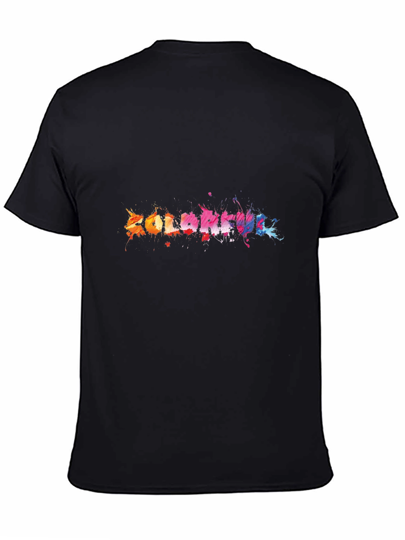 Black Colorful Splatter Graphic Black T-Shirt view 4