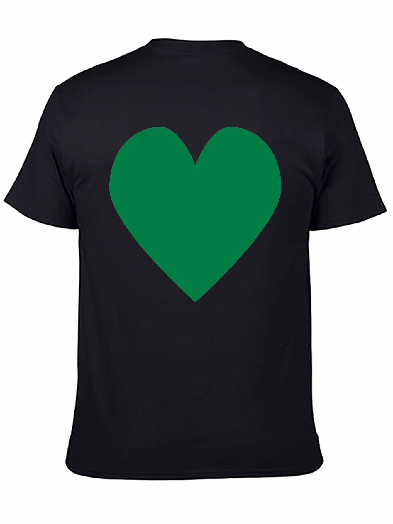 Black Green Heart Graphic Black T-Shirt view 4