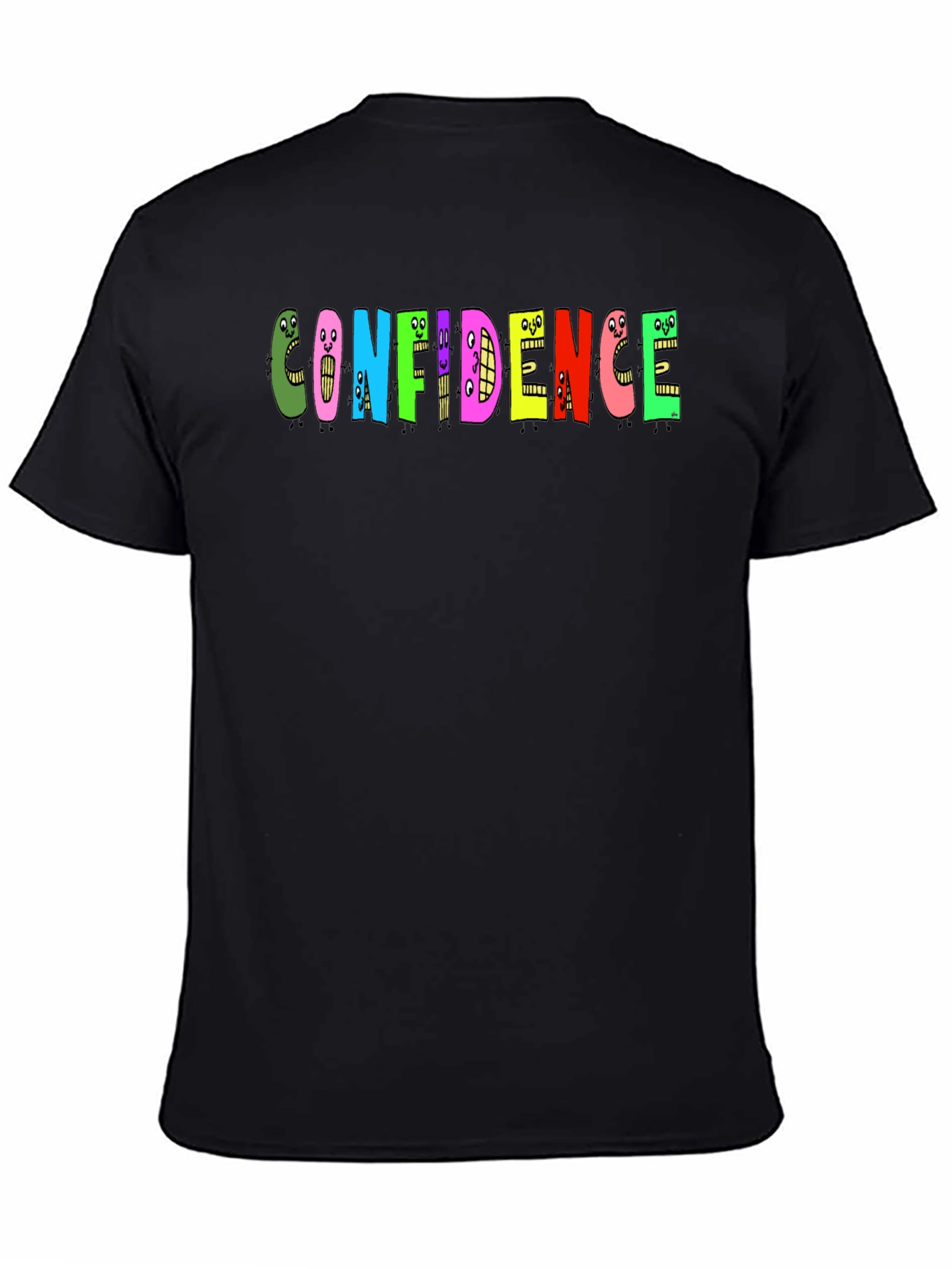 Black Confidence Graphic Tee - Black Cotton T-Shirt view 4
