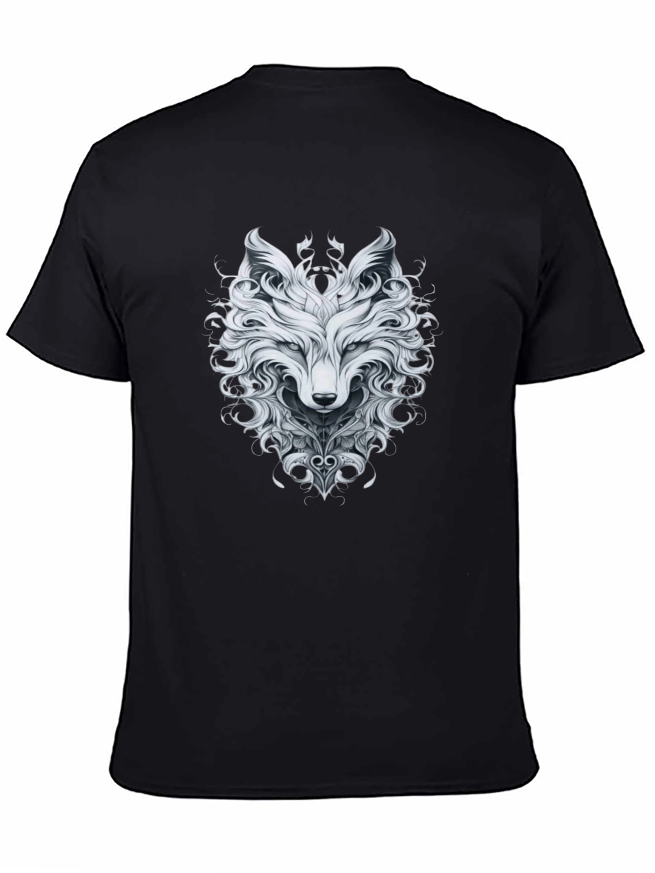Black Wolf Graphic Print T-Shirt view 4