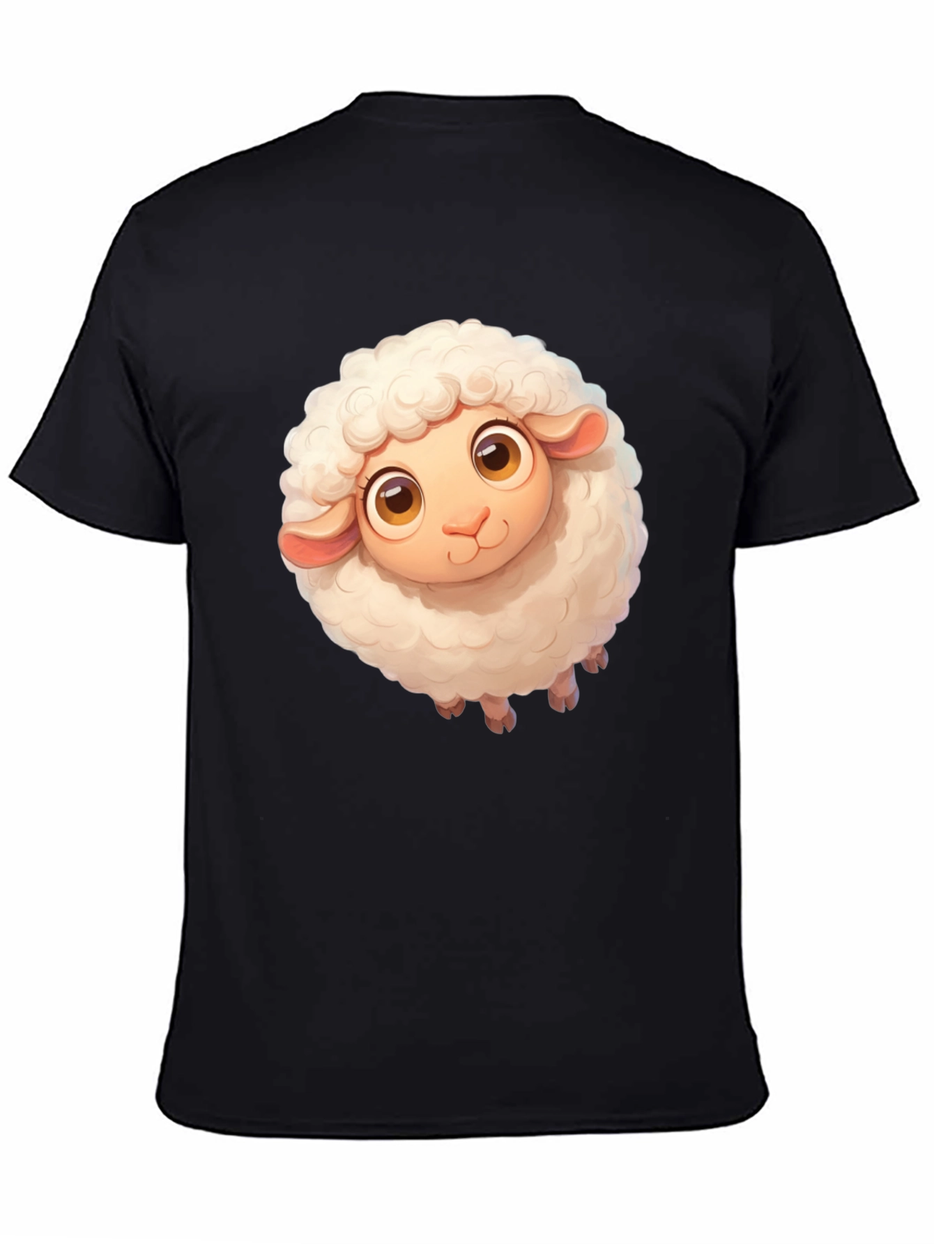 Black Cute Sheep Graphic Tee - Black Cotton Blend view 4