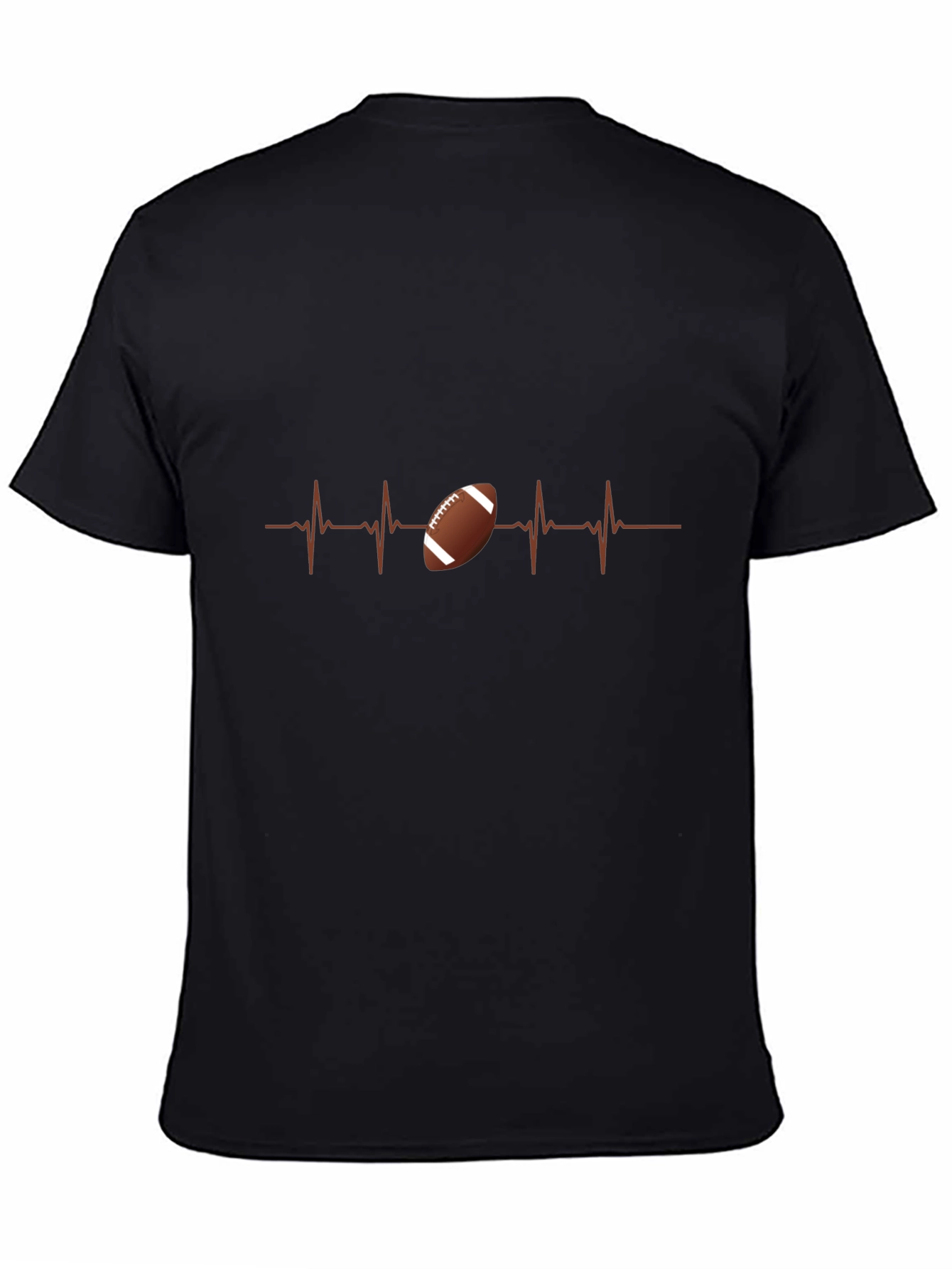 Black Football Heartbeat T-Shirt view 4