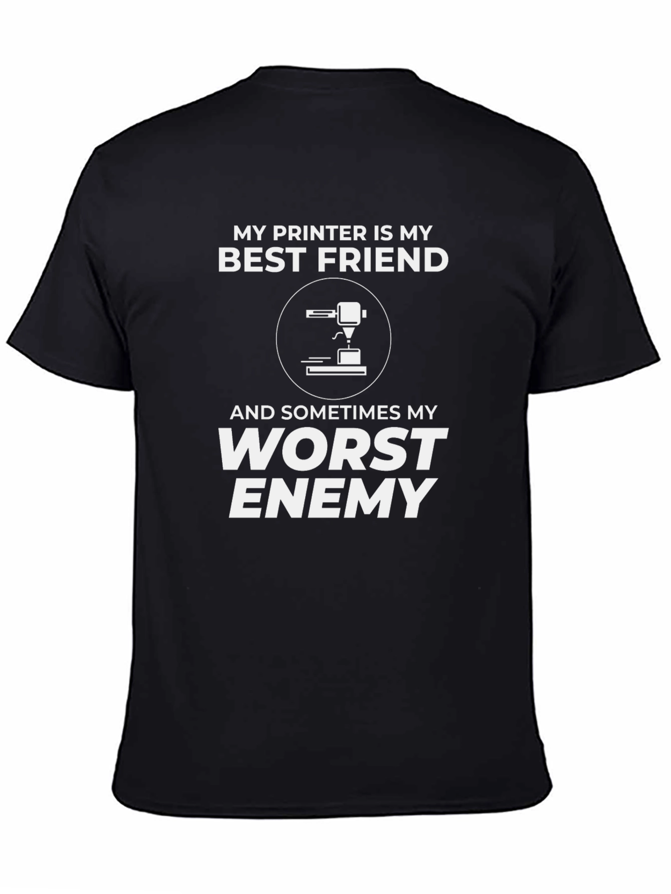 Black My Printer is My Best Friend T-Shirt view 4