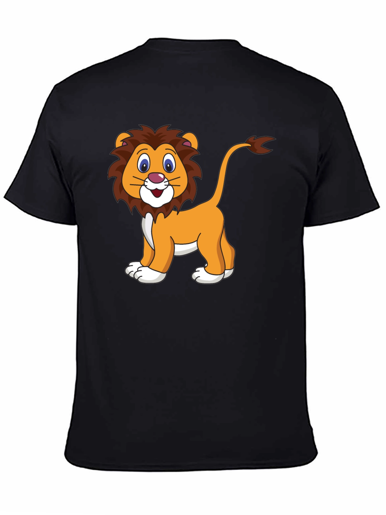 Black Cartoon Lion Black T-Shirt view 4