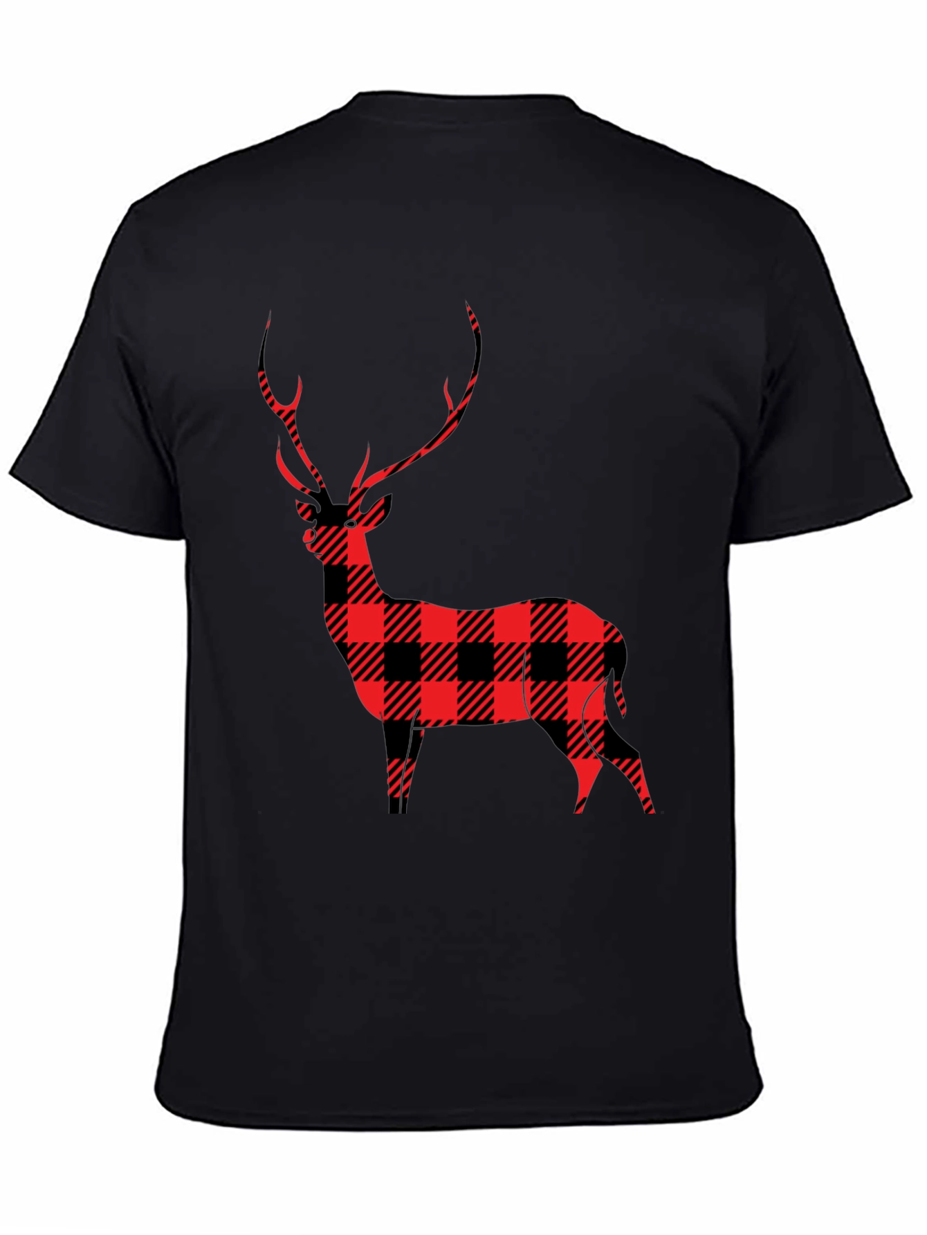 Black Buffalo Plaid Deer Graphic Tee view 4