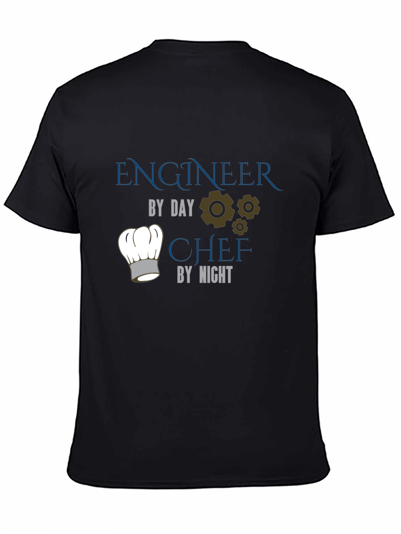 Black Engineer by Day, Chef by Night Black T-Shirt view 4
