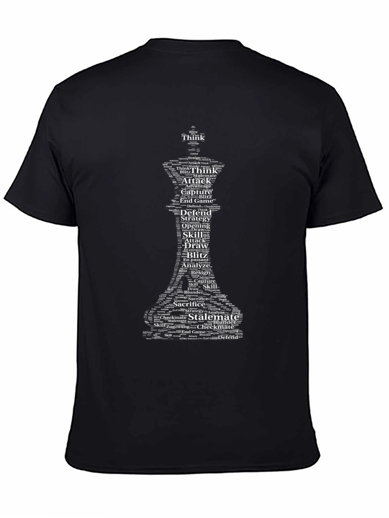 Black Chess Word Art T-Shirt - Think, Strategy, Attack view 4