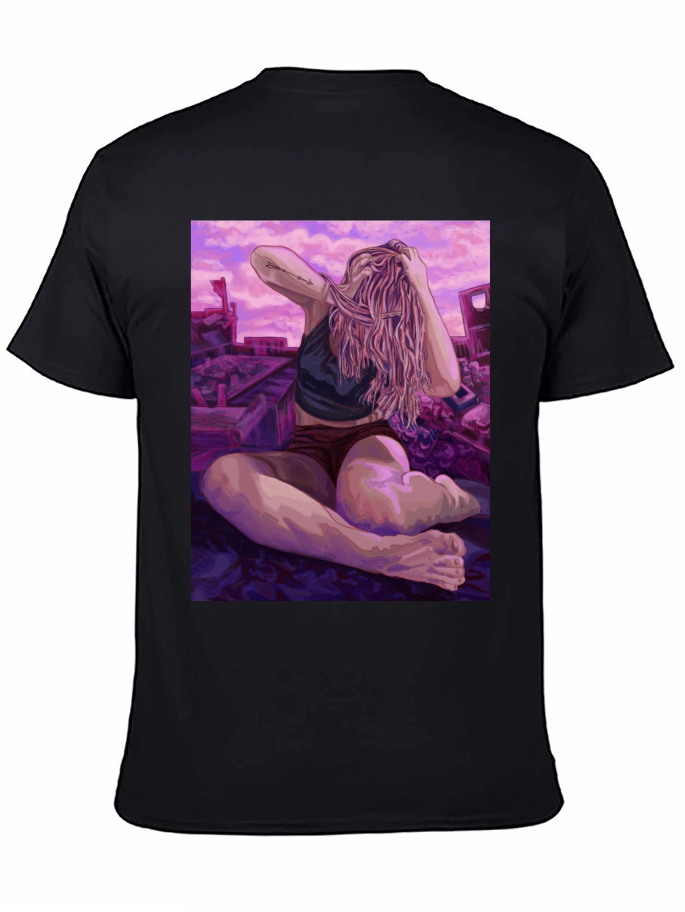 Black Artistic Woman on Ruins Graphic Tee - Unisex view 4