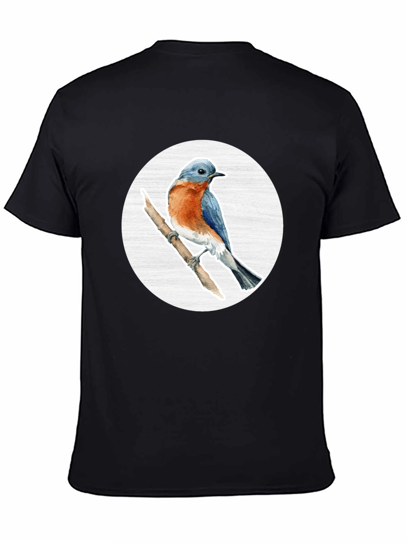 Black Bluebird Branch Graphic Tee - Stylish Bird Lover T-Shirt view 4