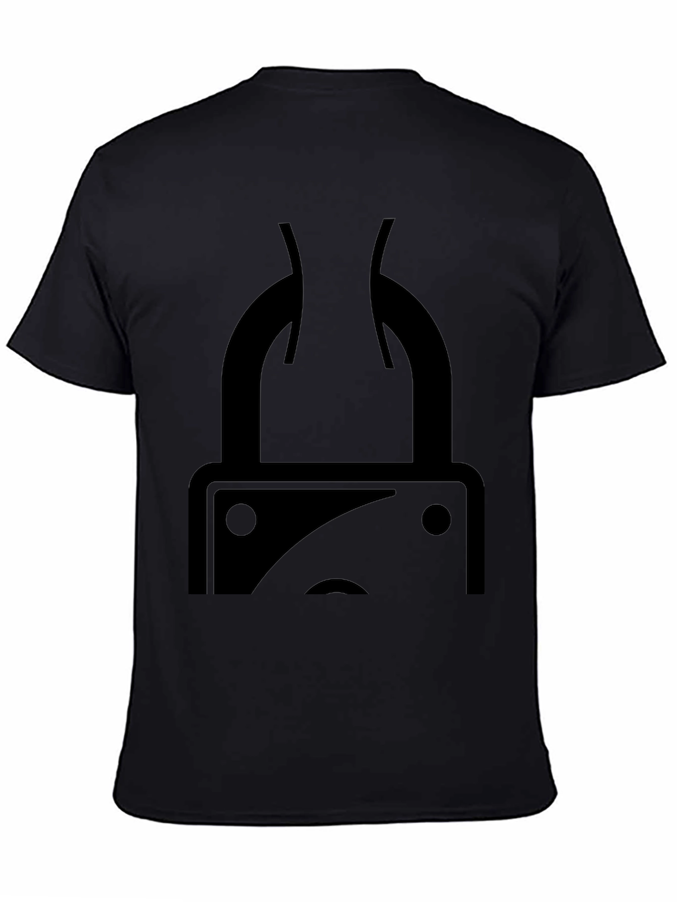 Black Sad Lock Graphic Tee - Casual Black T-Shirt view 4