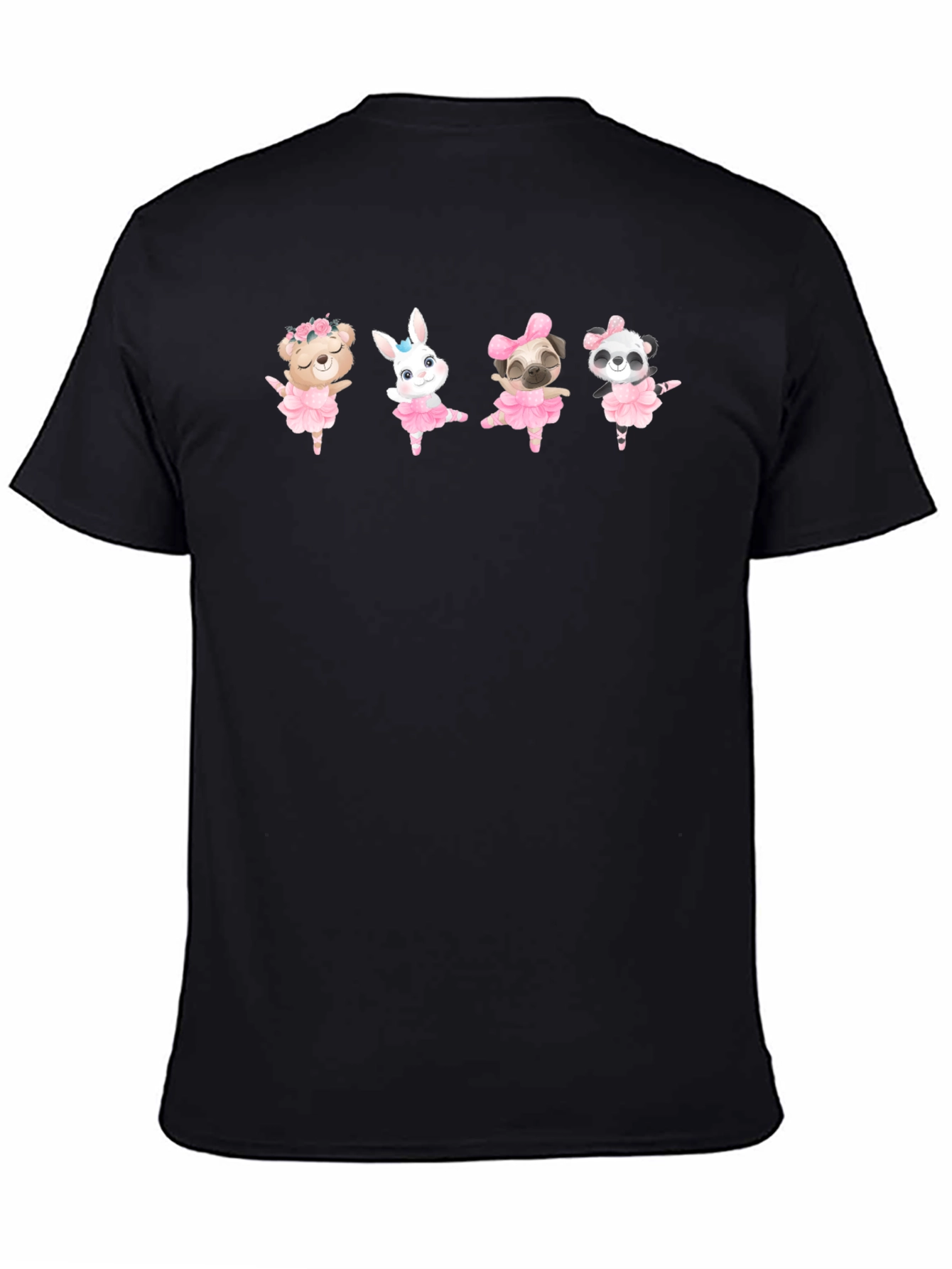 Black Cute Ballerina Animals T-Shirt view 4