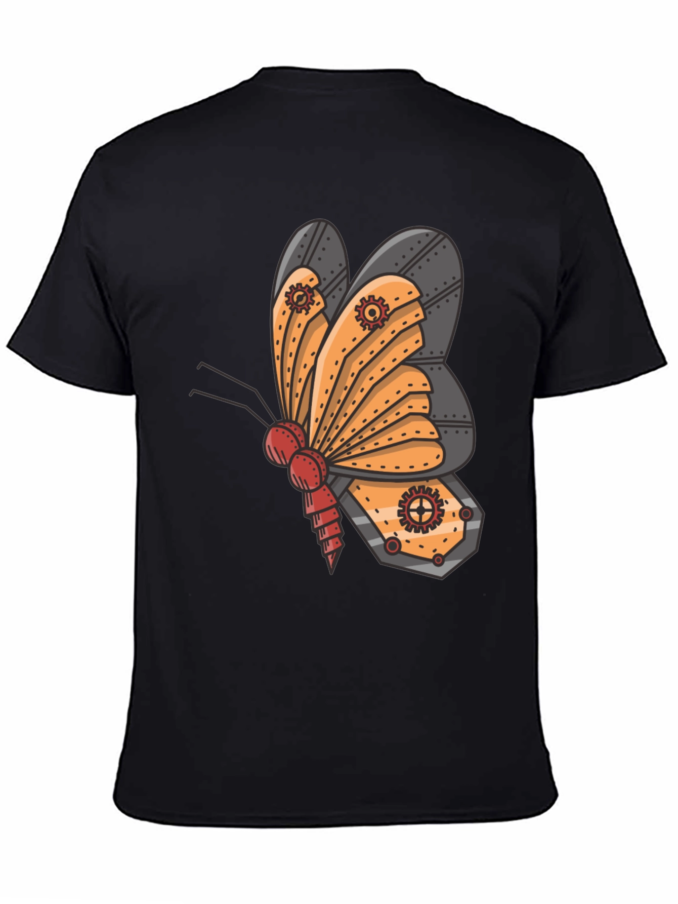 Black Steampunk Butterfly Graphic Tee - Unique Insect Design view 4