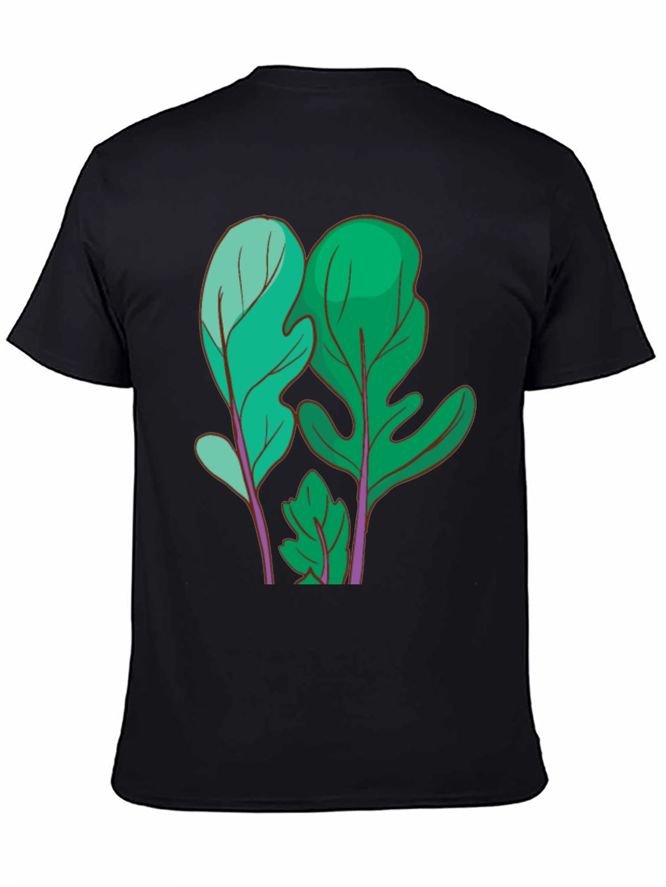 Black Leaf Print T-Shirt view 4