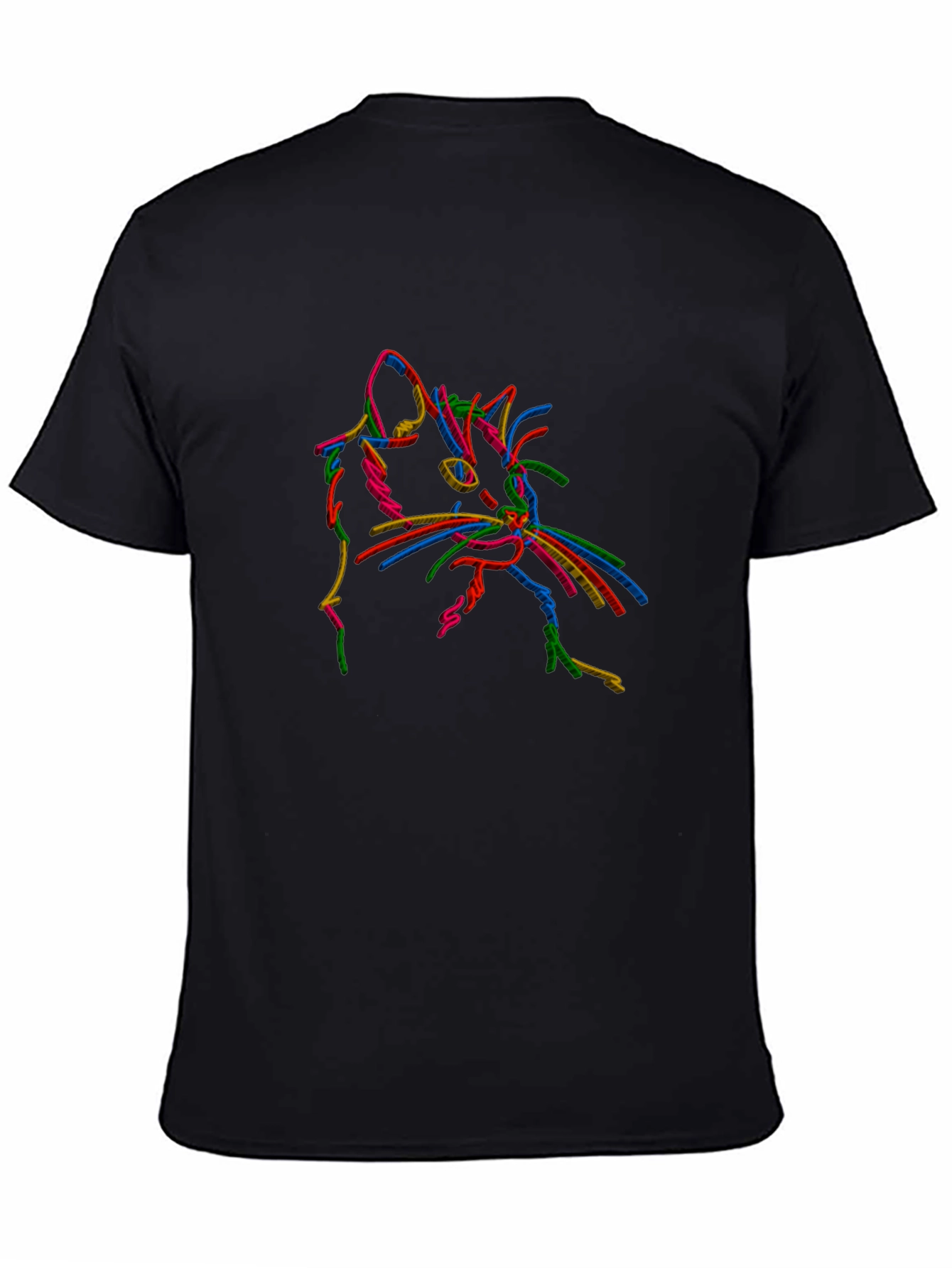 Black Vibrant Cat Outline Black T-Shirt view 4