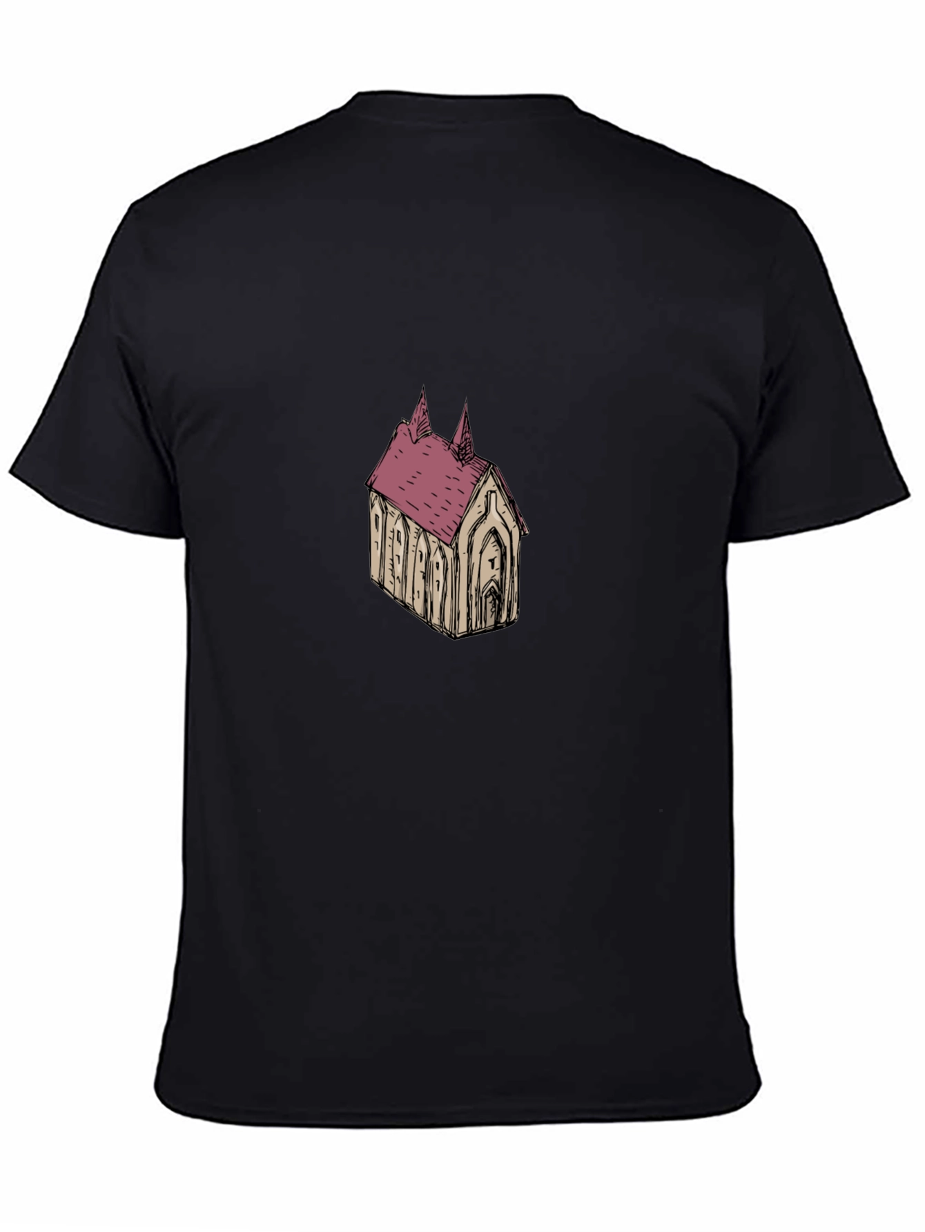 Black Black T-Shirt with Church Graphic view 4