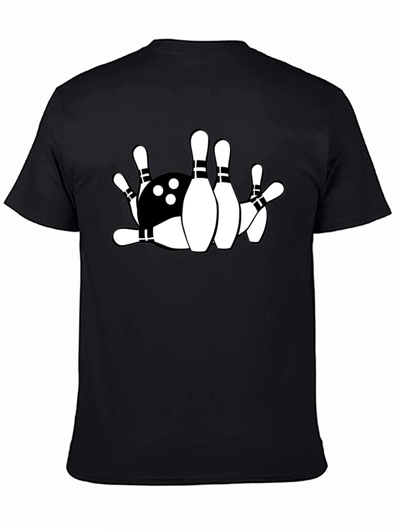 Black Bowling Strike T-Shirt - Classic Black Tee view 4
